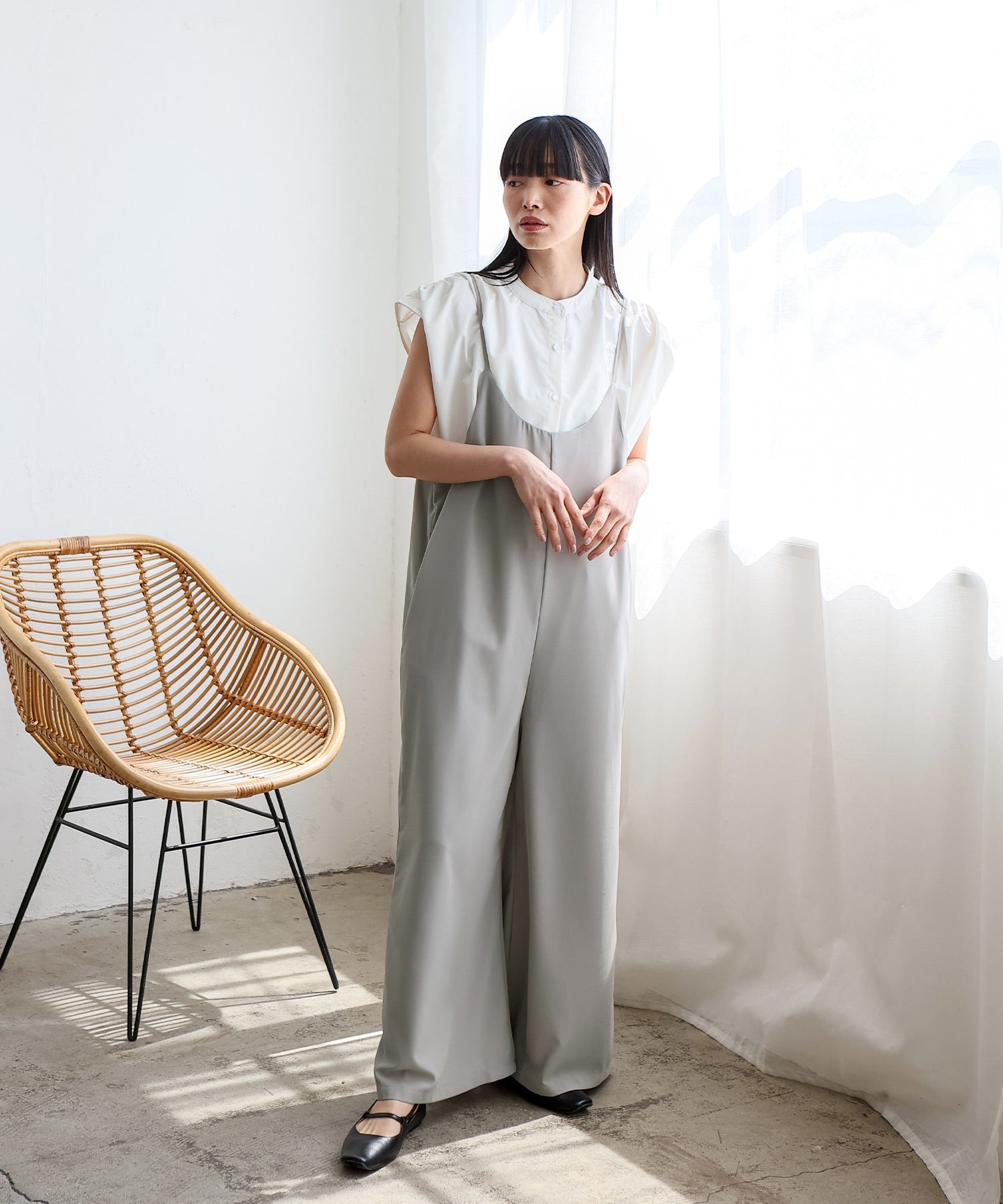 ノールール ノーライン No Rule No Line エアリードレープ キャミソールオールインワン サロペット （BEIGE） BEIGE