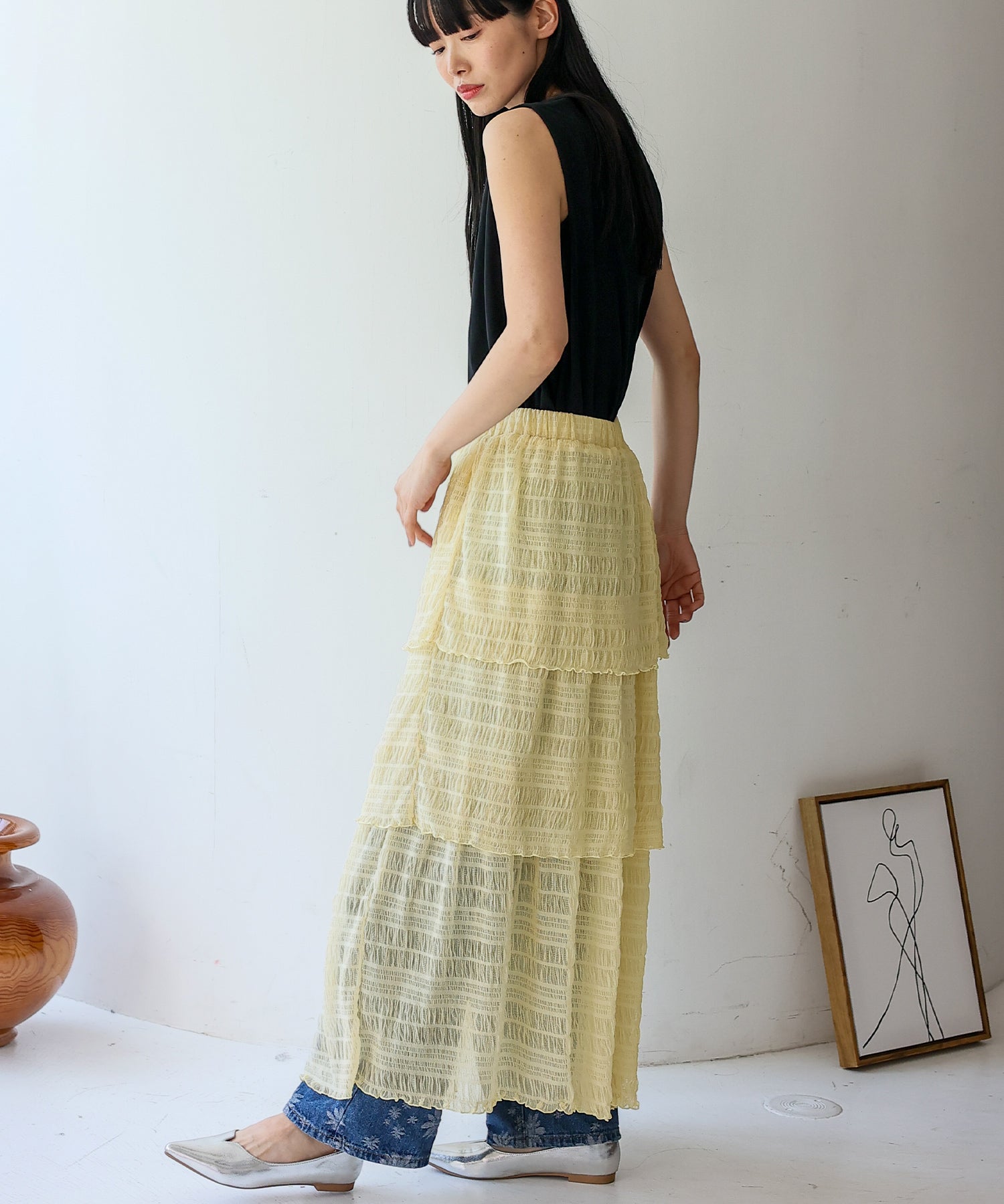 ノールール ノーライン No Rule No Line シアーティアードスカート （IVORY） IVORY
