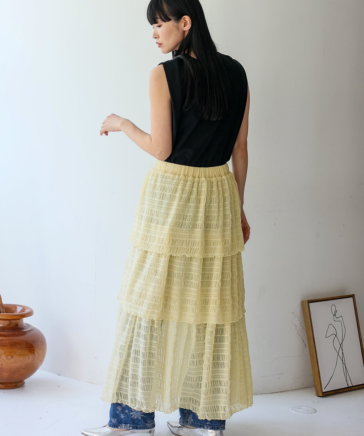 ノールール ノーライン No Rule No Line シアーティアードスカート （IVORY） IVORY
