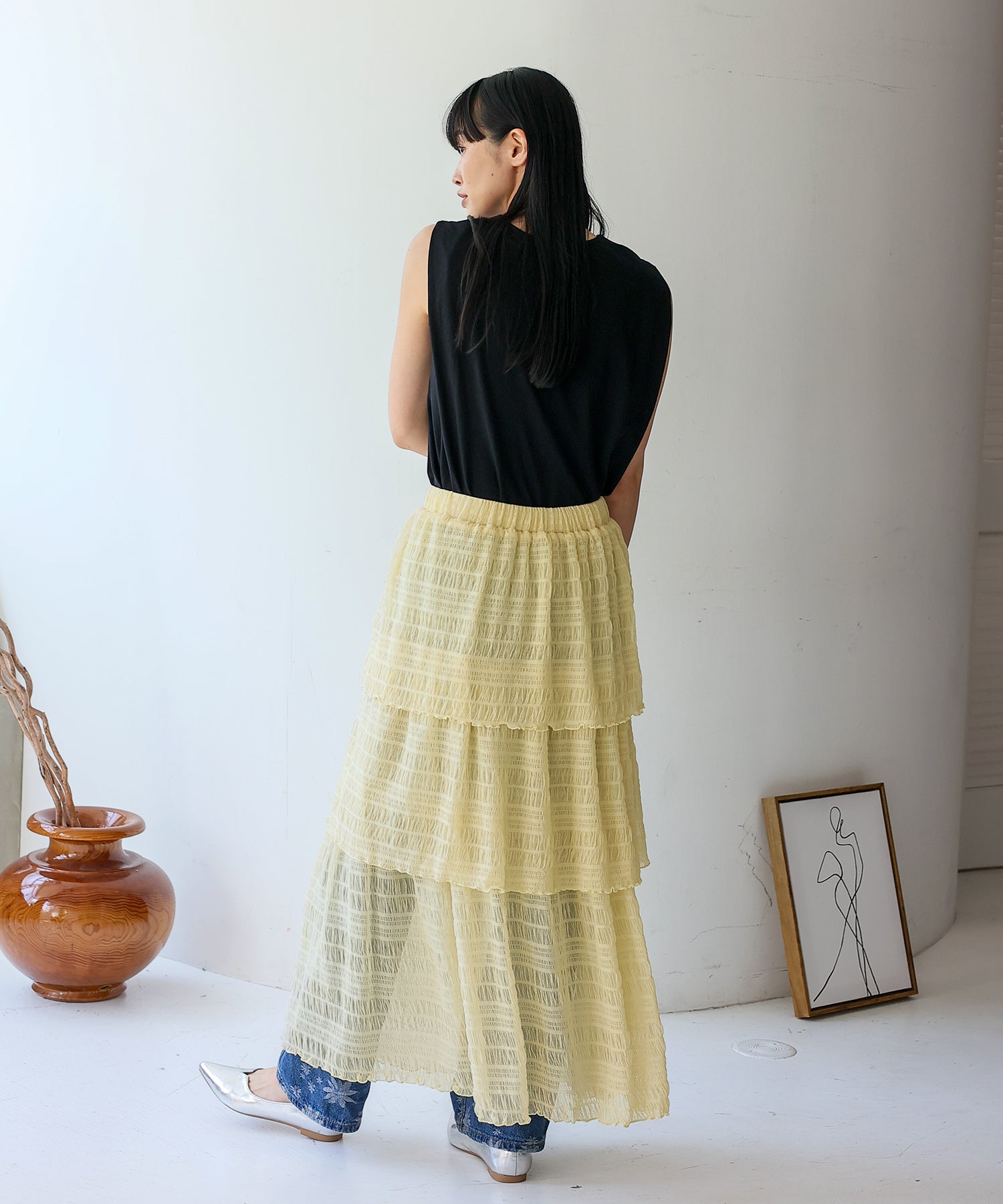 ノールール ノーライン No Rule No Line シアーティアードスカート （IVORY） IVORY