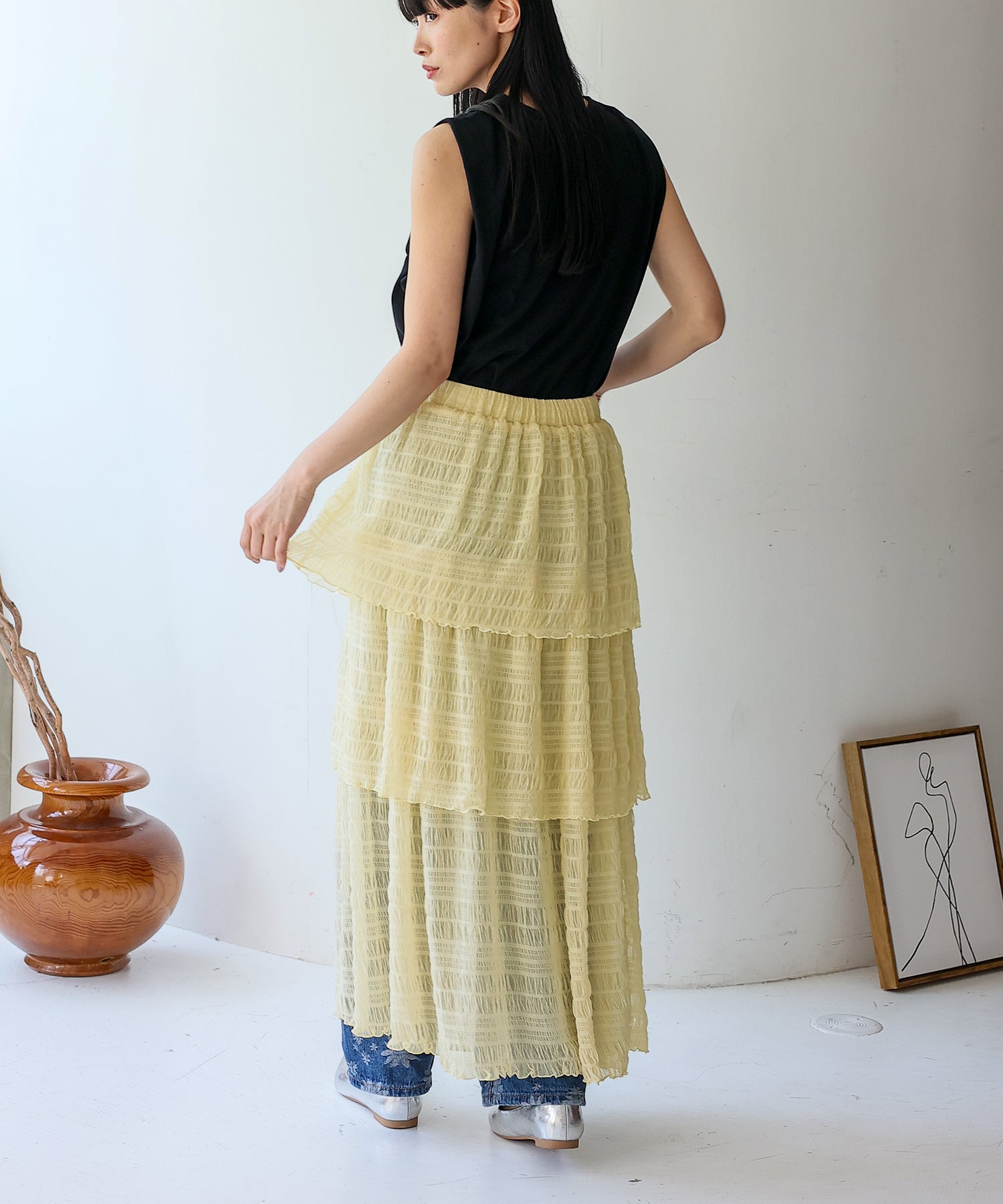 ノールール ノーライン No Rule No Line シアーティアードスカート （IVORY） IVORY