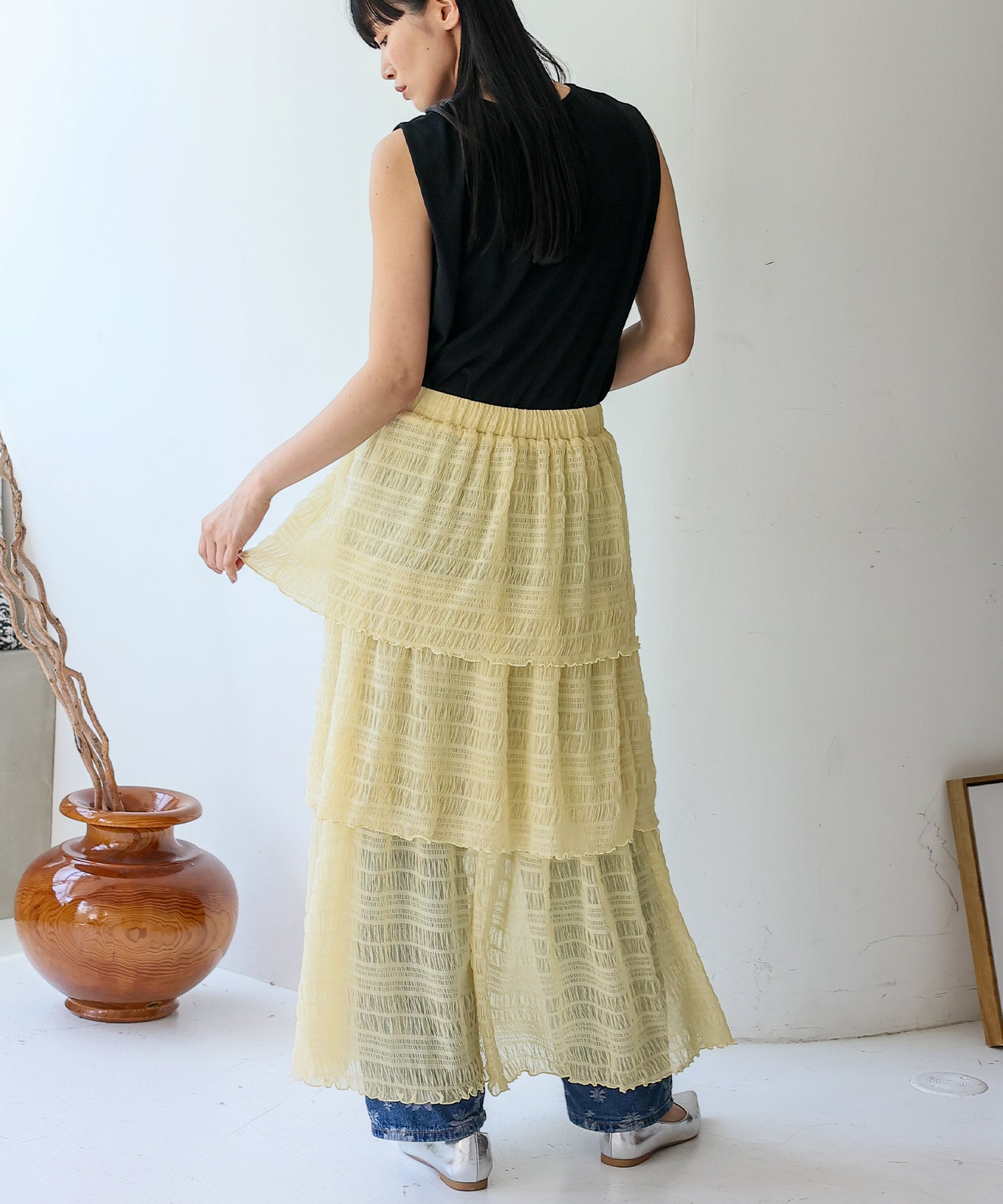 ノールール ノーライン No Rule No Line シアーティアードスカート （IVORY） IVORY