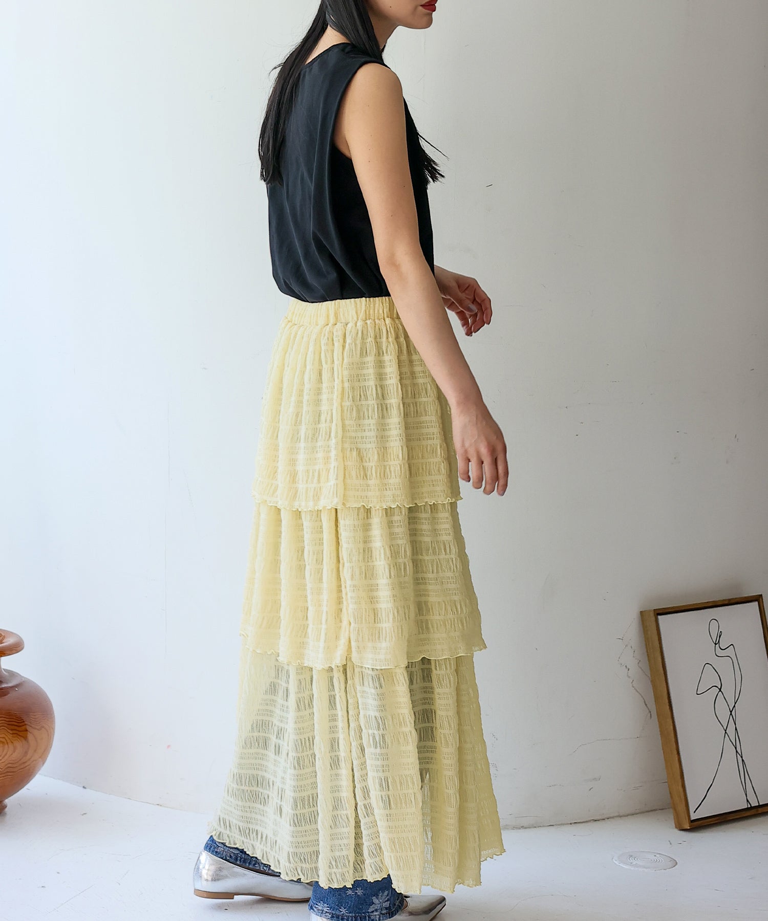 ノールール ノーライン No Rule No Line シアーティアードスカート （IVORY） IVORY