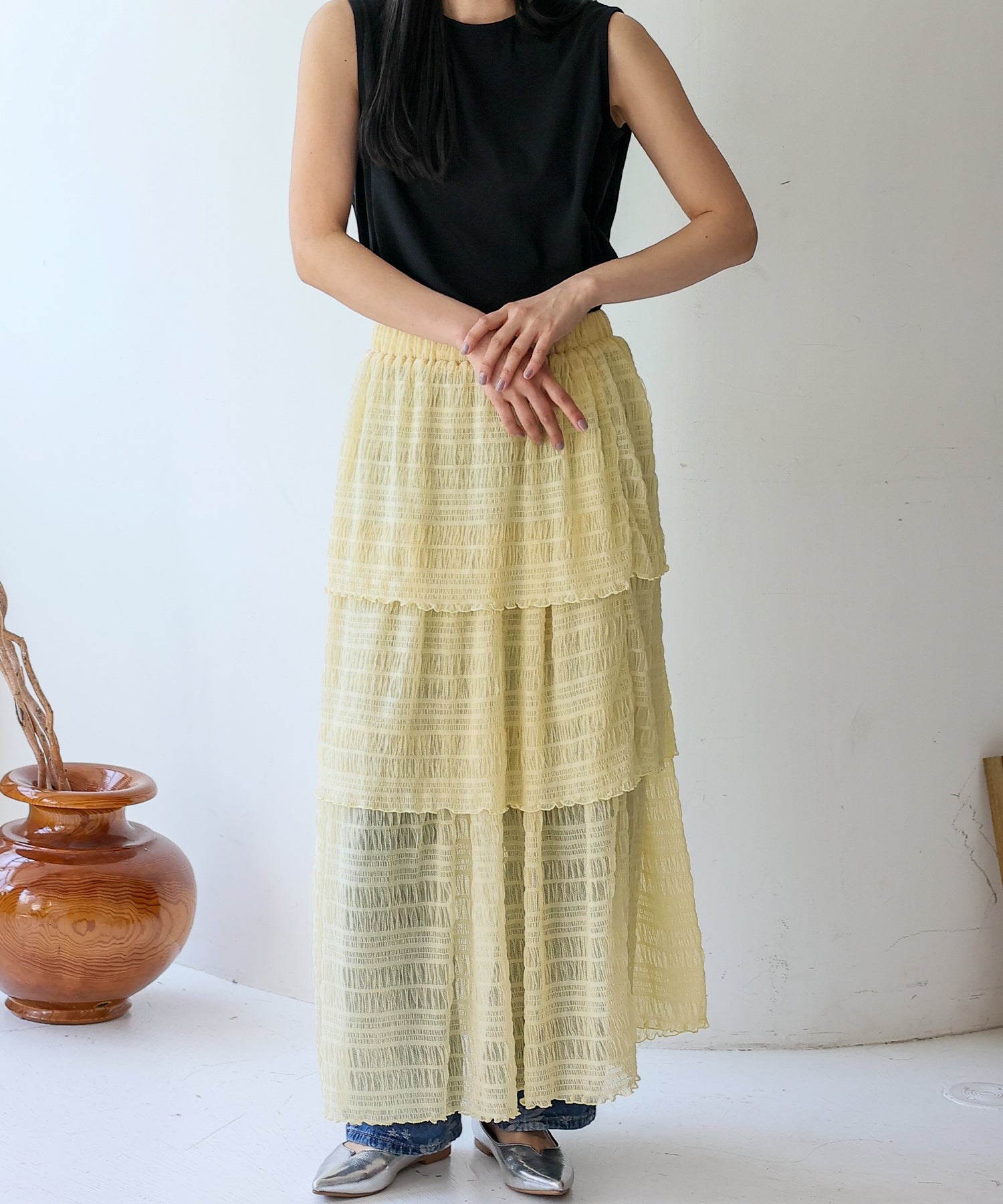 ノールール ノーライン No Rule No Line シアーティアードスカート （IVORY） IVORY