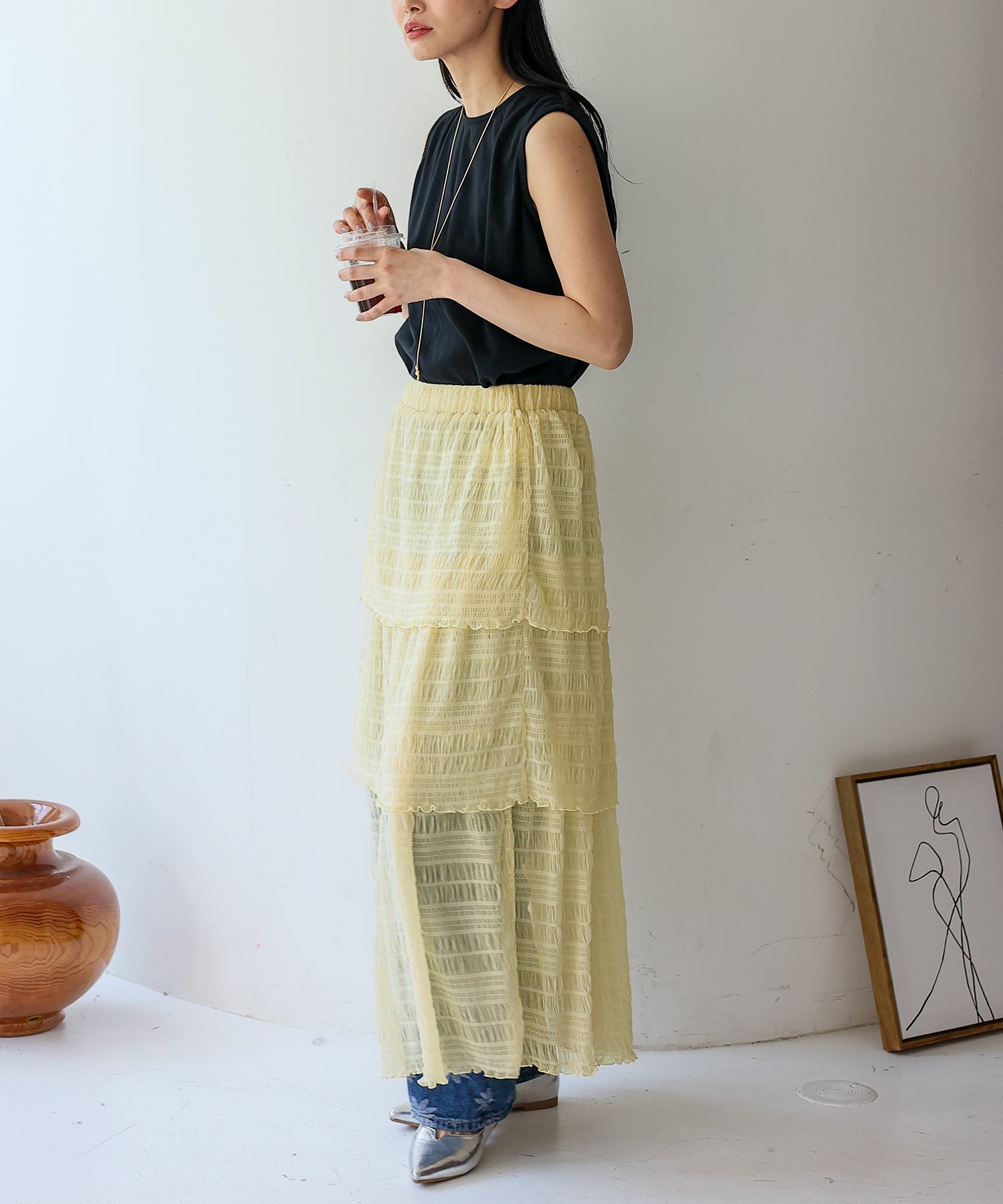 ノールール ノーライン No Rule No Line シアーティアードスカート （IVORY） IVORY