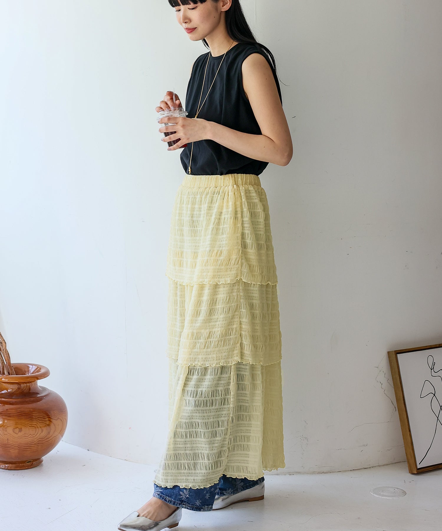 ノールール ノーライン No Rule No Line シアーティアードスカート （IVORY） IVORY