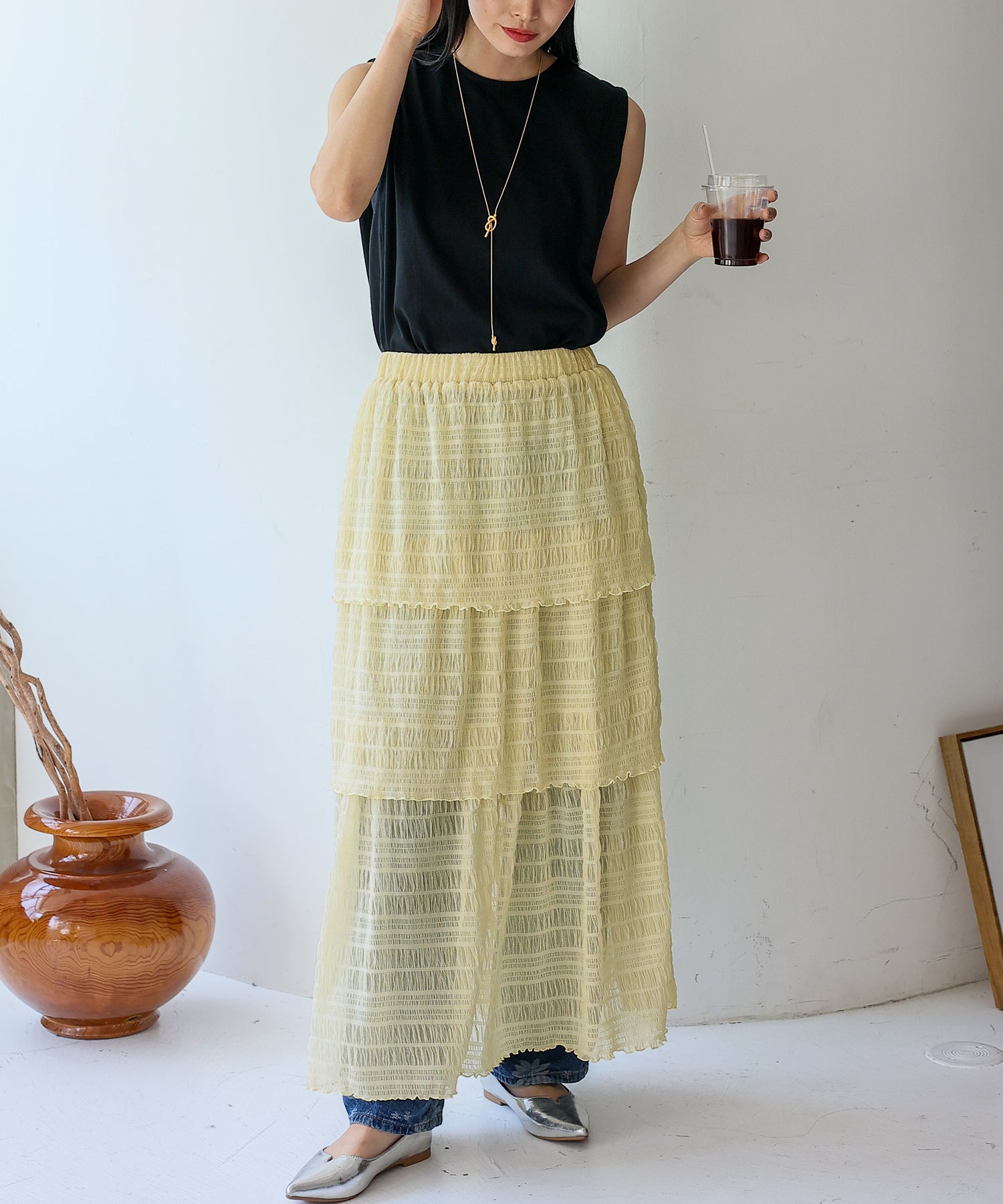 ノールール ノーライン No Rule No Line シアーティアードスカート （IVORY） IVORY