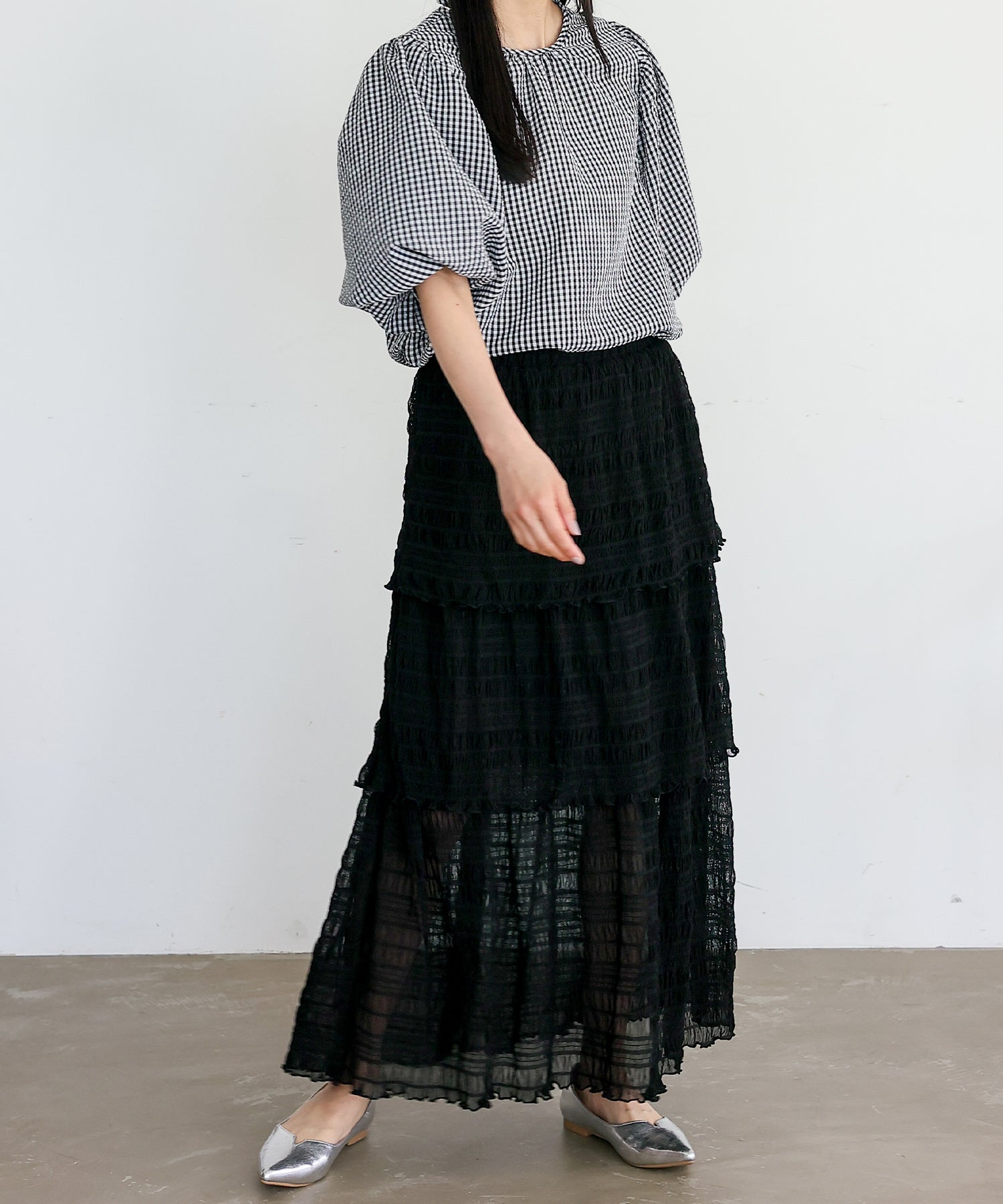 ノールール ノーライン No Rule No Line シアーティアードスカート （BLACK） BLACK