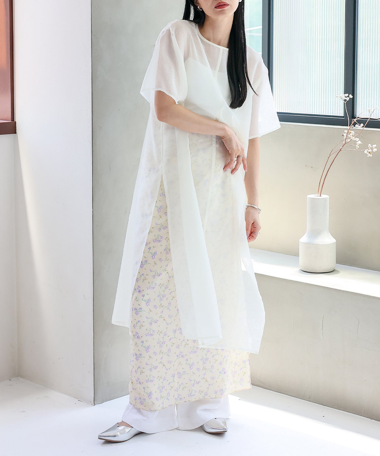 ノールール ノーライン No Rule No Line シアーロングスリットワンピース （WHITE） WHITE