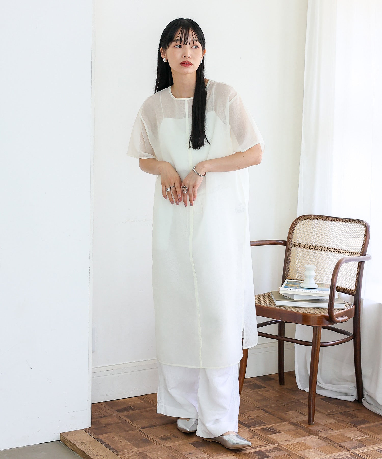 ノールール ノーライン No Rule No Line シアーロングスリットワンピース （WHITE） WHITE