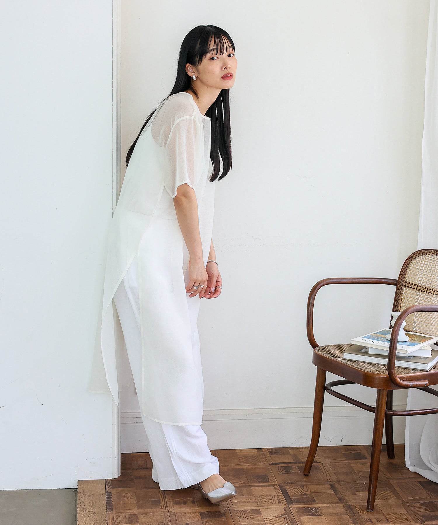 ノールール ノーライン No Rule No Line シアーロングスリットワンピース （WHITE） WHITE