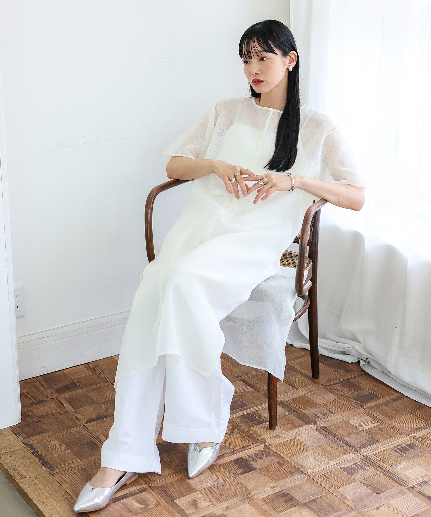 ノールール ノーライン No Rule No Line シアーロングスリットワンピース （WHITE） WHITE