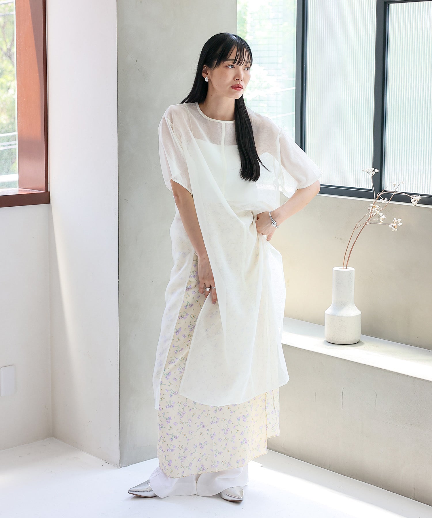 ノールール ノーライン No Rule No Line シアーロングスリットワンピース （WHITE） WHITE