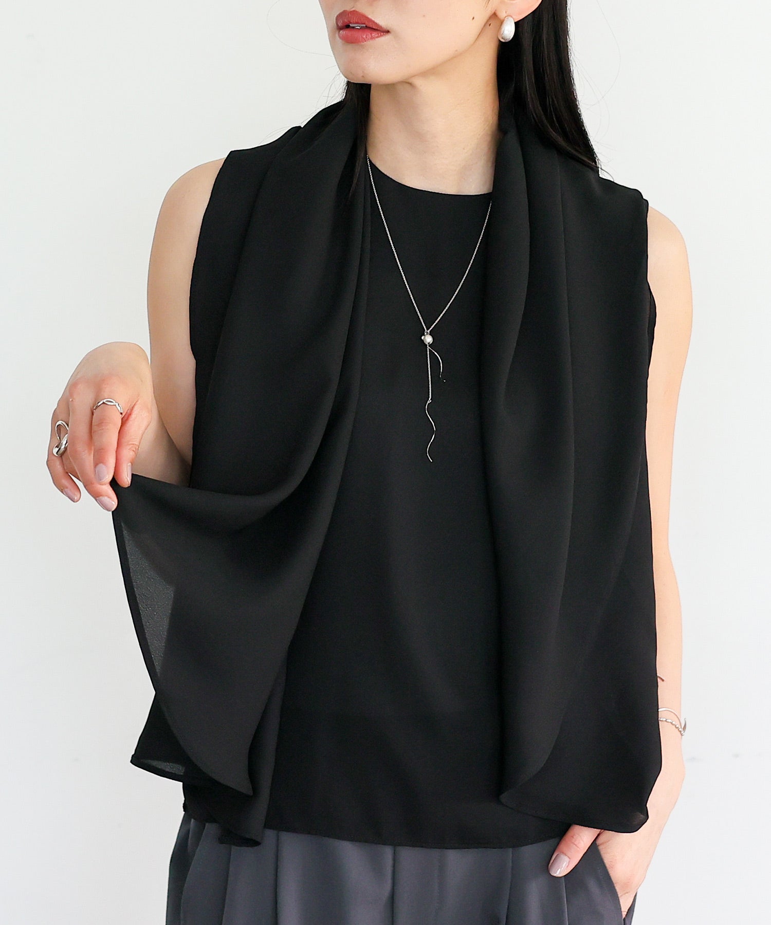 ノールール ノーライン No Rule No Line 3WAYスリットスリーブブラウス （BLACK） BLACK