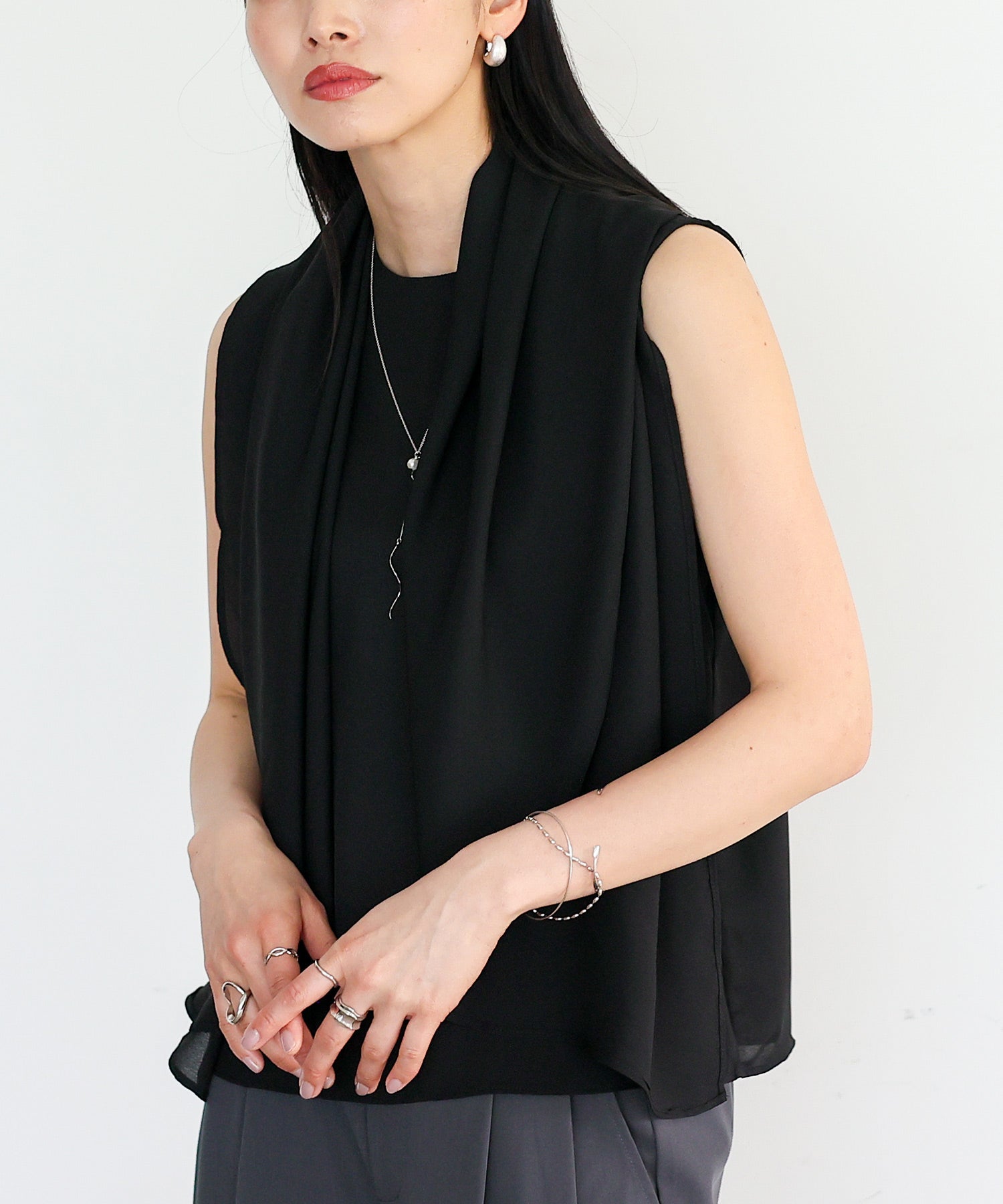 ノールール ノーライン No Rule No Line 3WAYスリットスリーブブラウス （BLACK） BLACK