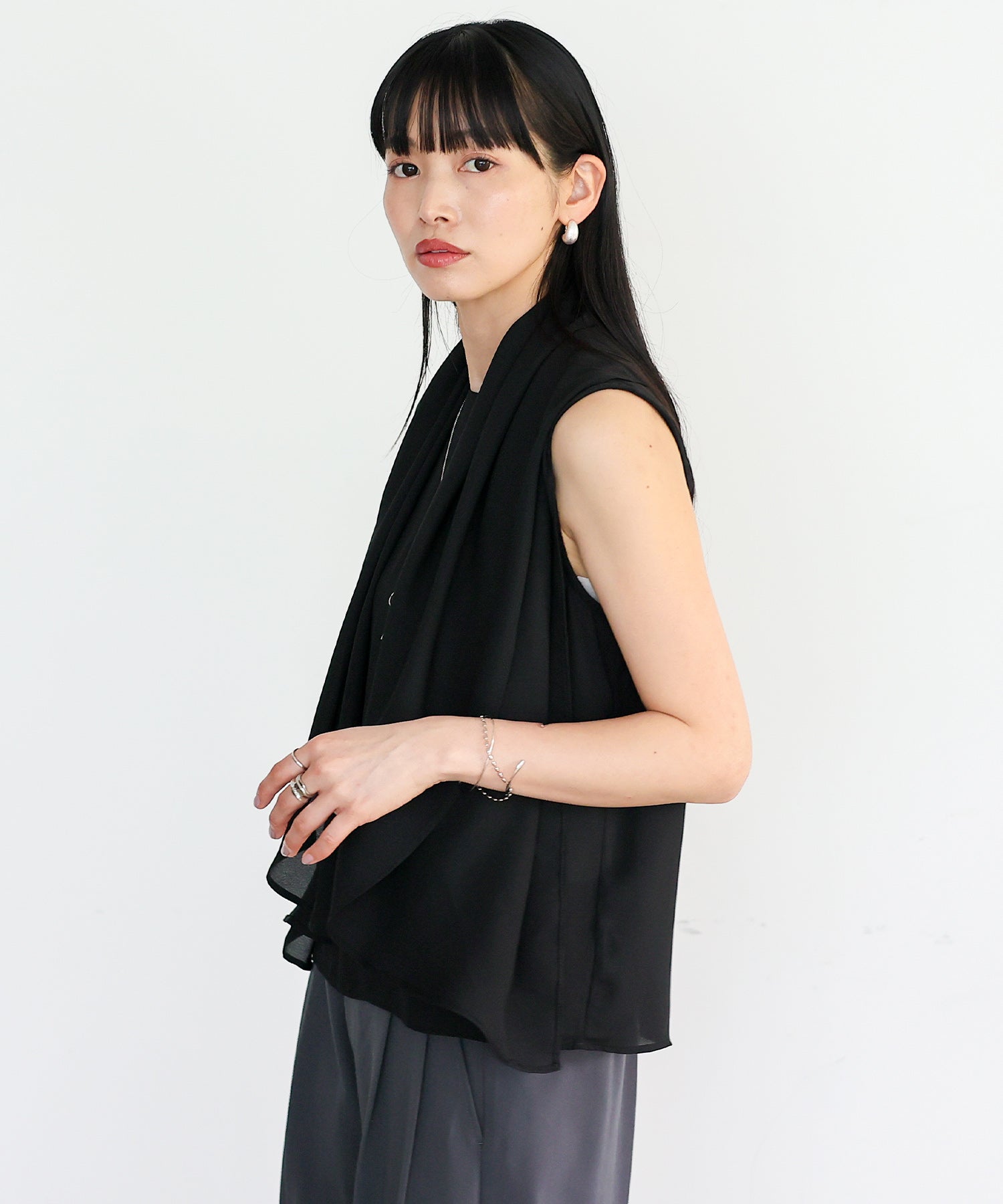 ノールール ノーライン No Rule No Line 3WAYスリットスリーブブラウス （BLACK） BLACK