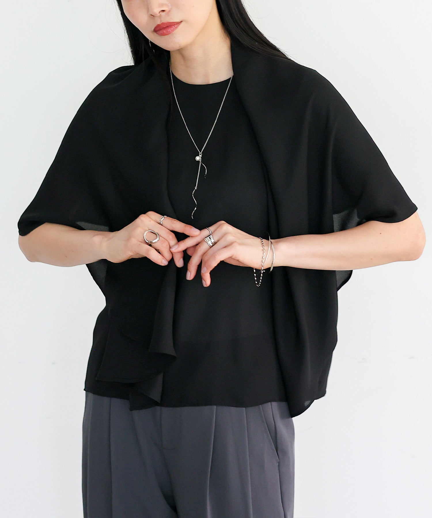 ノールール ノーライン No Rule No Line 3WAYスリットスリーブブラウス （BLACK） BLACK