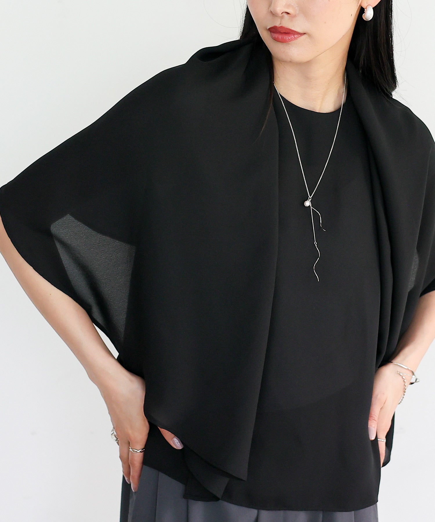 ノールール ノーライン No Rule No Line 3WAYスリットスリーブブラウス （BLACK） BLACK