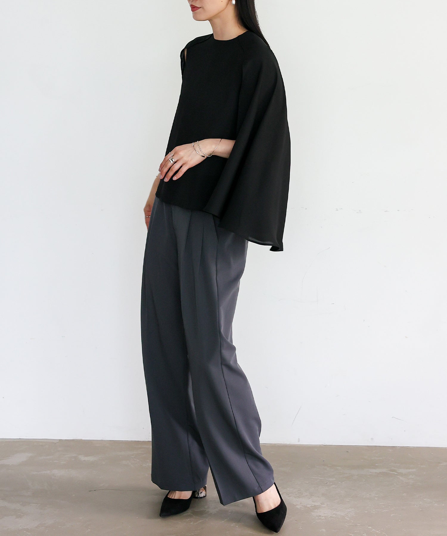 ノールール ノーライン No Rule No Line 3WAYスリットスリーブブラウス （BLACK） BLACK