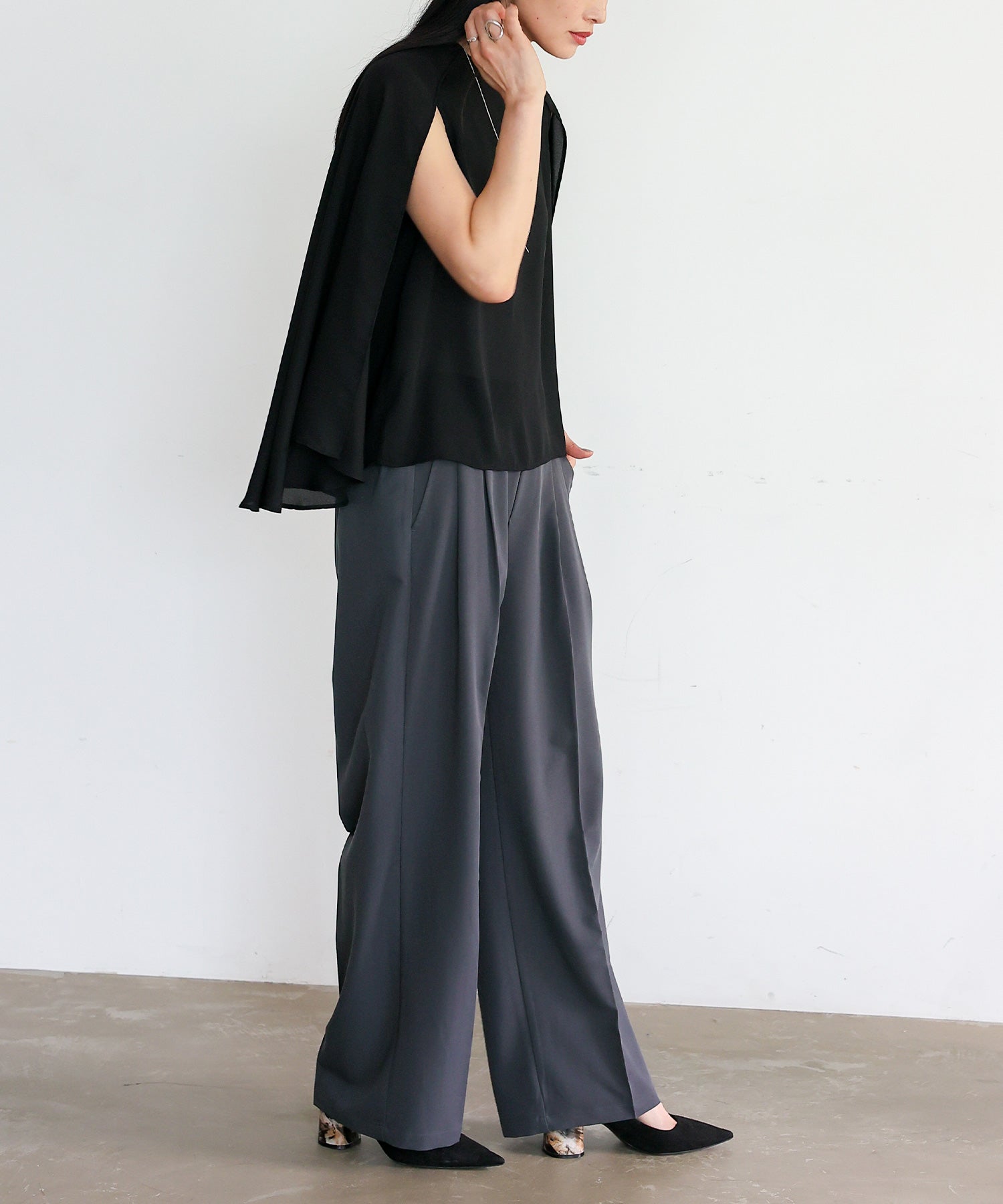 ノールール ノーライン No Rule No Line 3WAYスリットスリーブブラウス （BLACK） BLACK