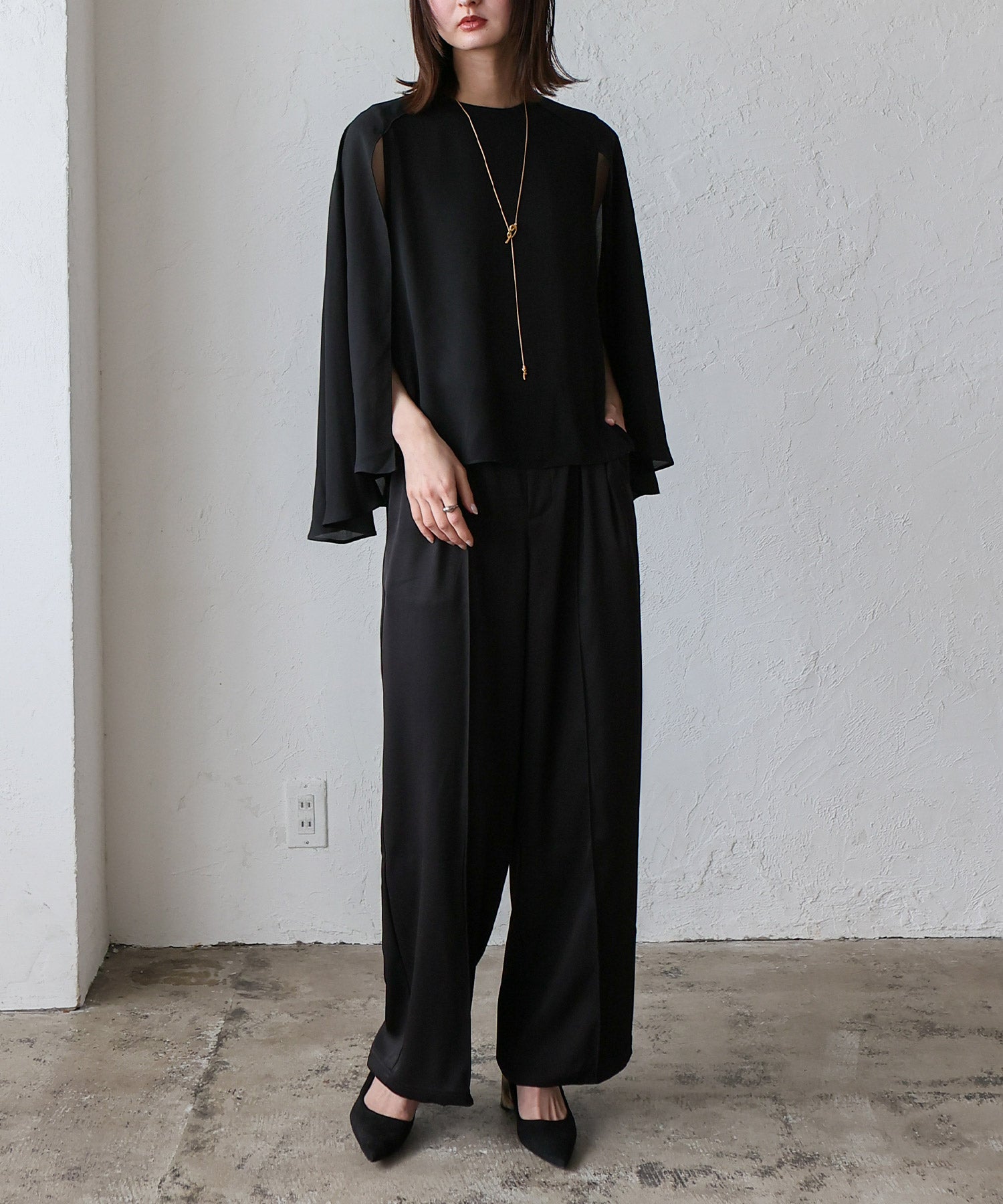 ノールール ノーライン No Rule No Line 3WAYスリットスリーブブラウス （BLACK） BLACK