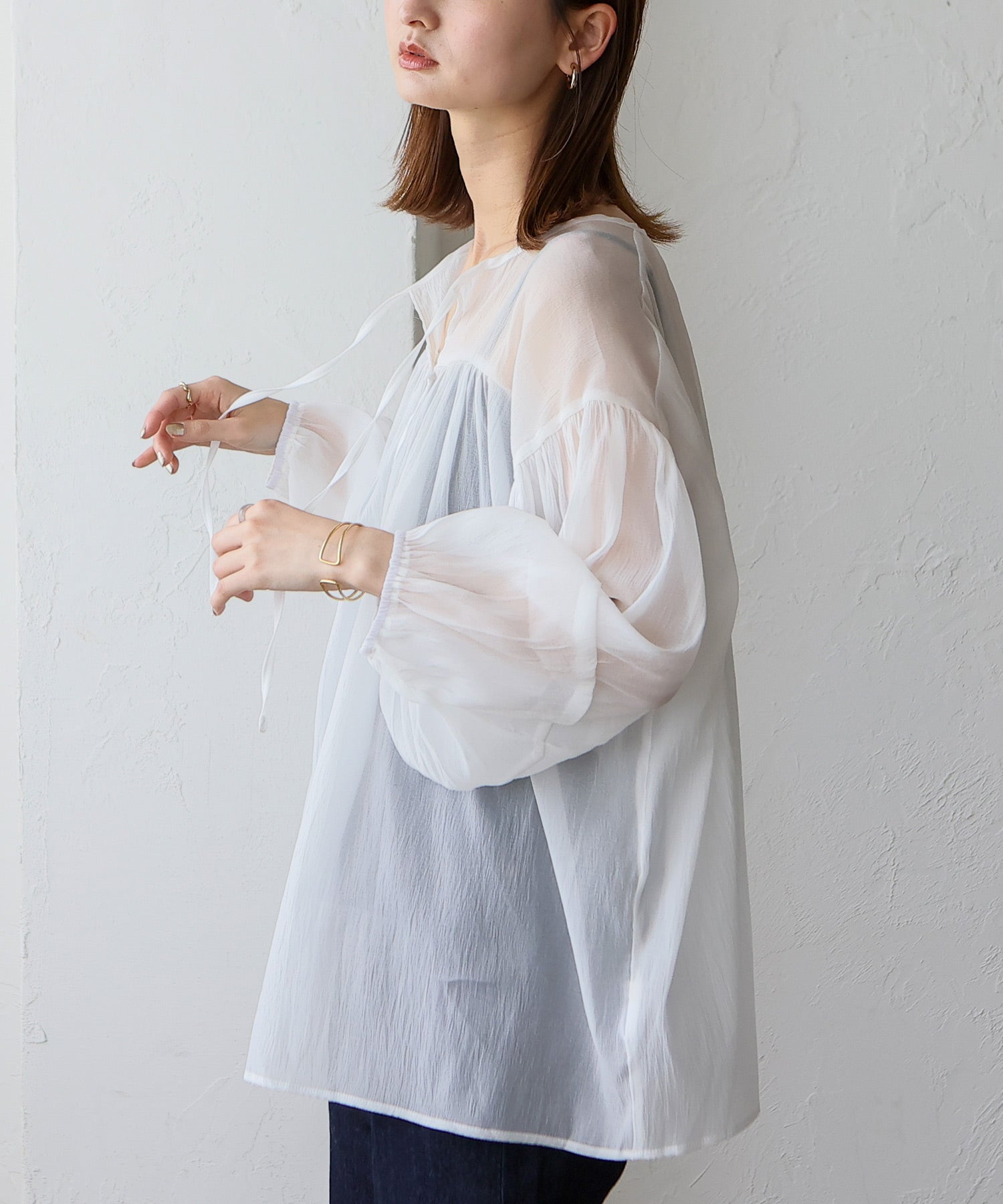 ノールール ノーライン No Rule No Line ボリュームスリーブシアーブラウス （WHITE） WHITE