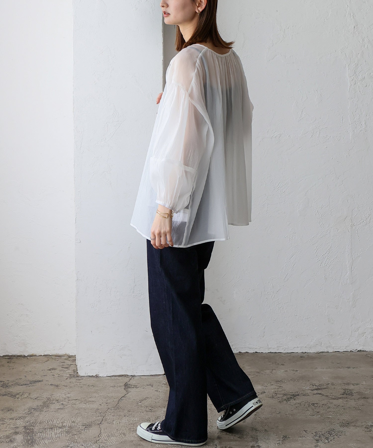 ノールール ノーライン No Rule No Line ボリュームスリーブシアーブラウス （WHITE） WHITE