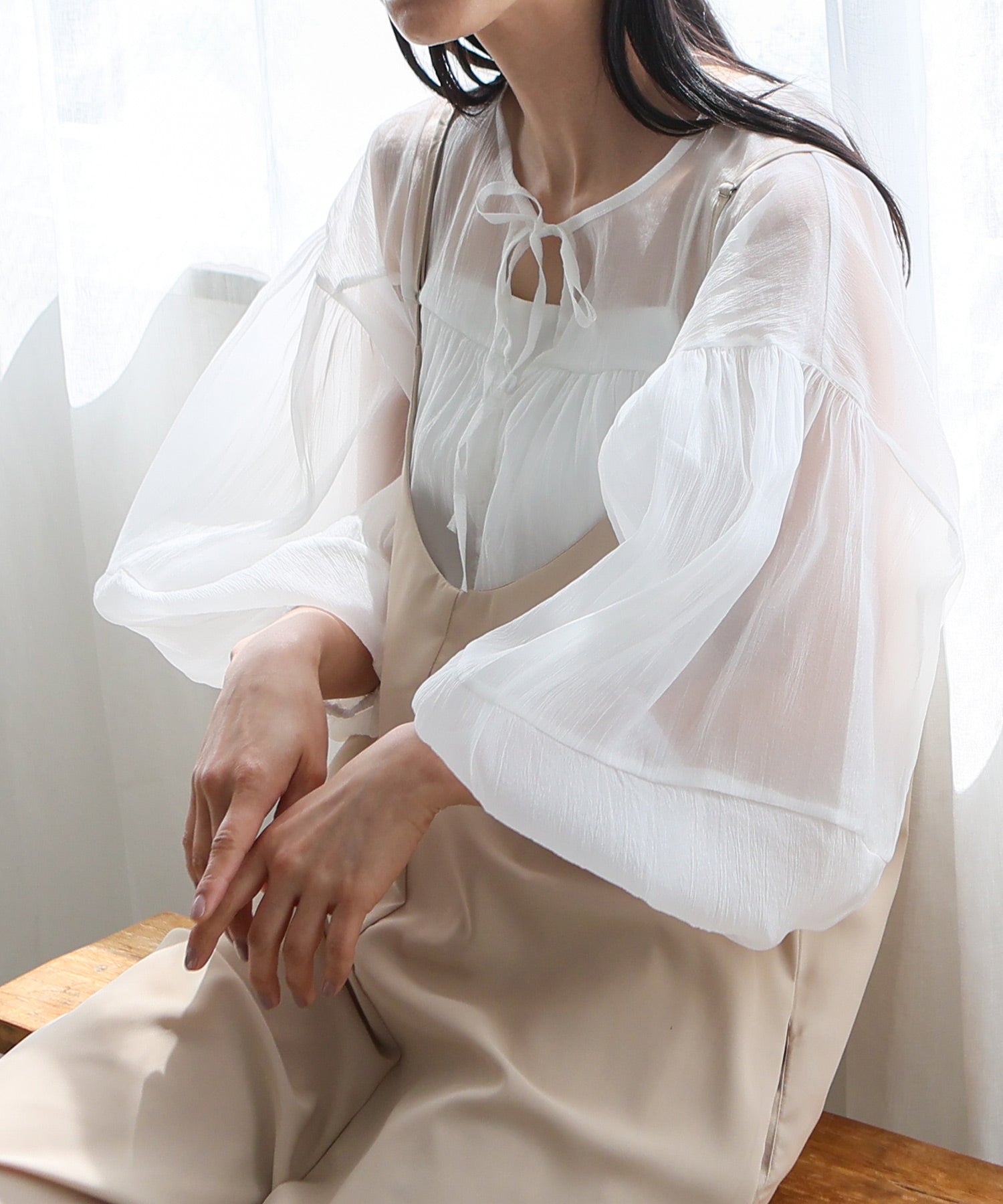 ノールール ノーライン No Rule No Line ボリュームスリーブシアーブラウス （WHITE） WHITE