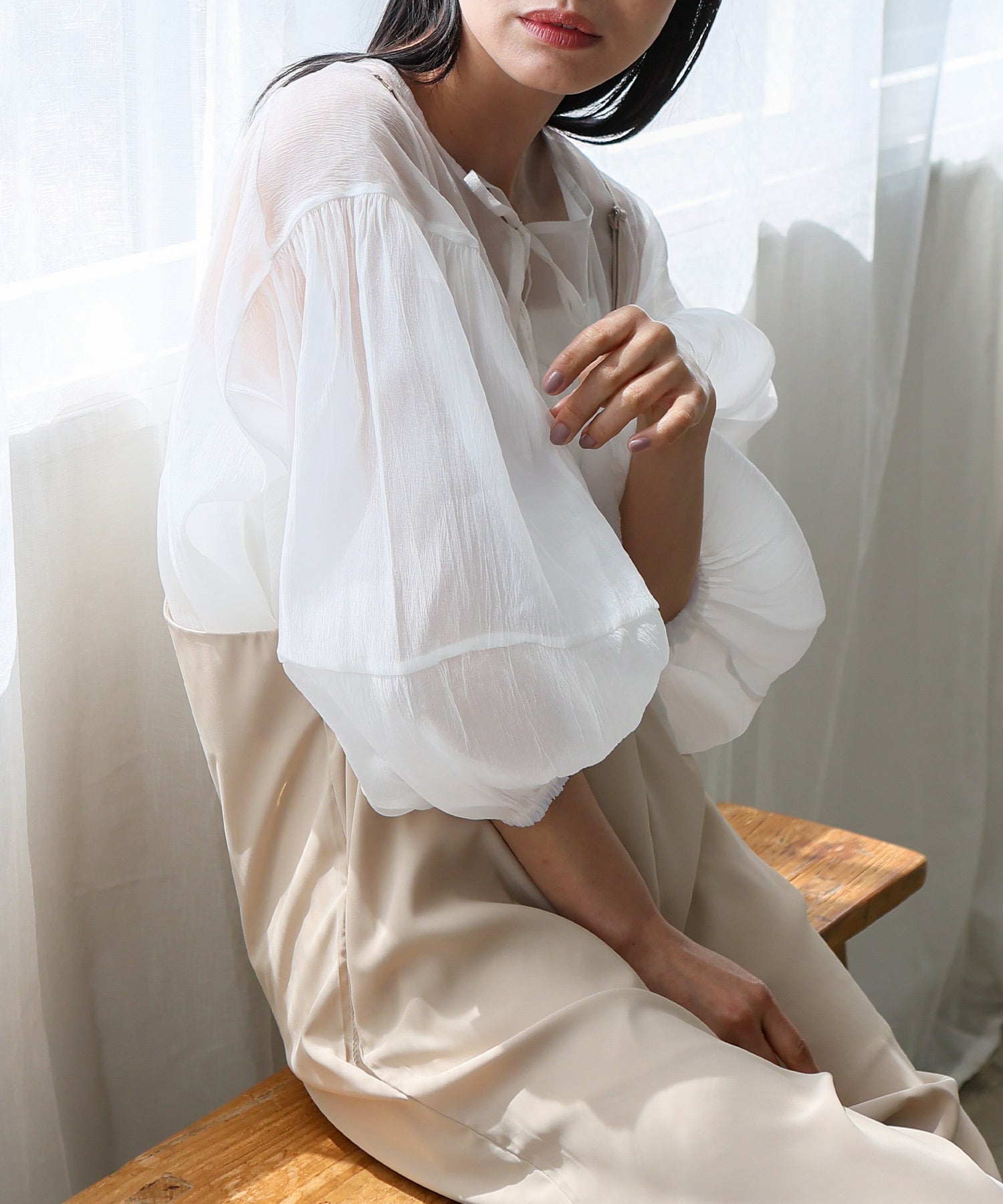 ノールール ノーライン No Rule No Line ボリュームスリーブシアーブラウス （WHITE） WHITE