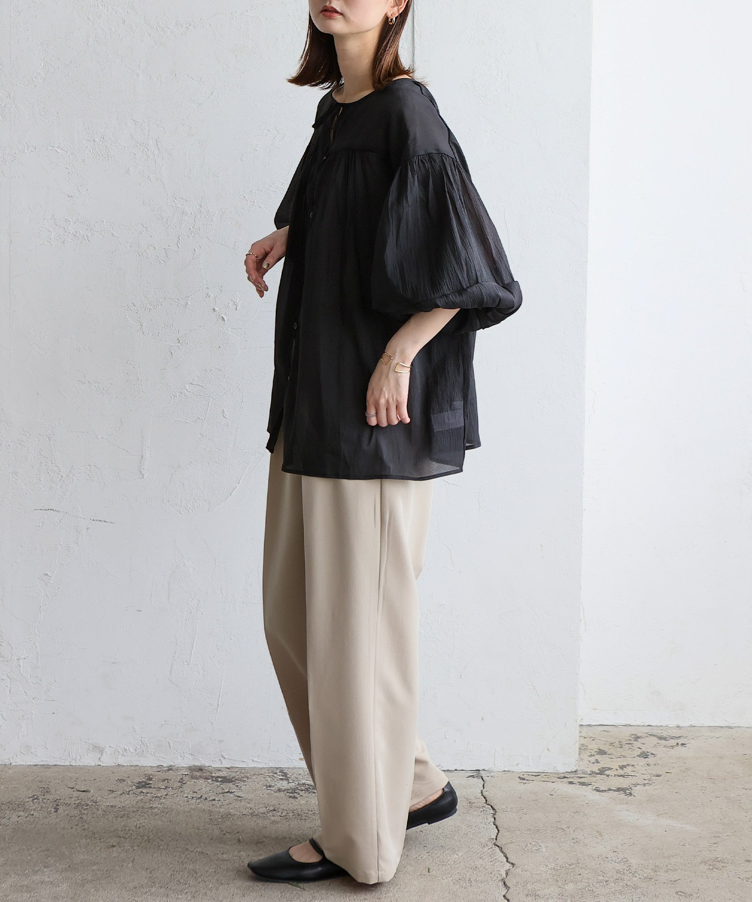 ノールール ノーライン No Rule No Line ボリュームスリーブシアーブラウス （WHITE） WHITE