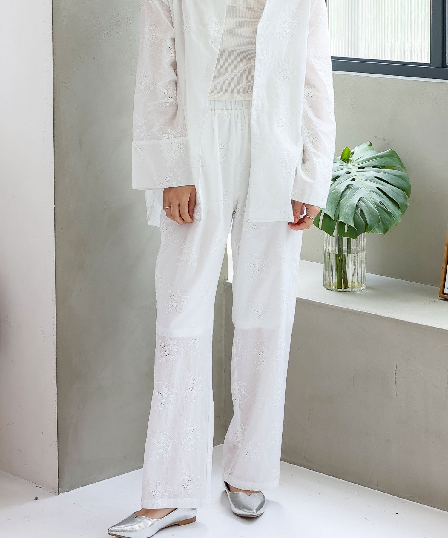 ノールール ノーライン No Rule No Line コットンフラワーエンブロイダリーレースパンツ （WHITE） WHITE