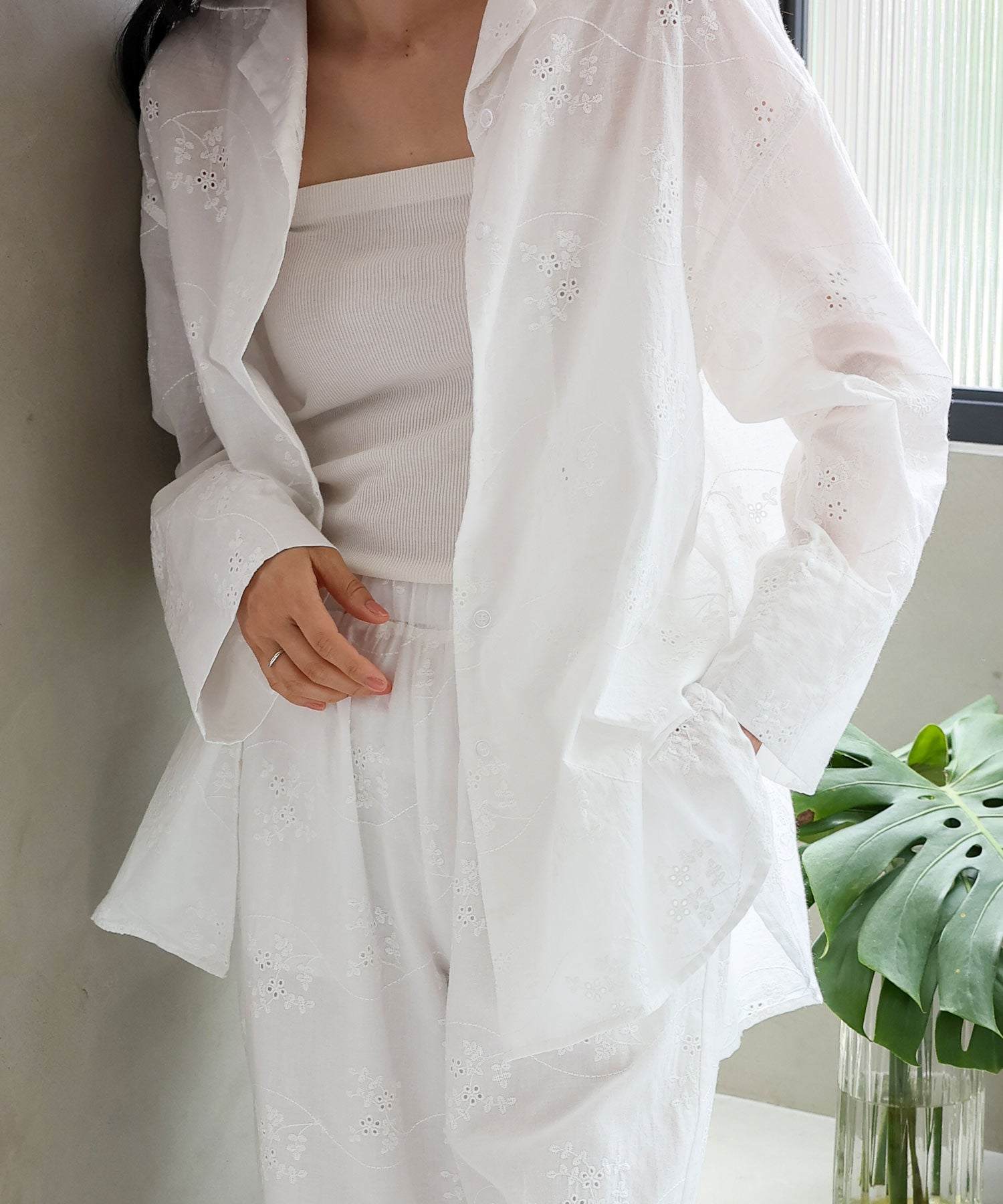 ノールール ノーライン No Rule No Line コットンフラワーエンブロイダリーレースシャツ （WHITE） WHITE