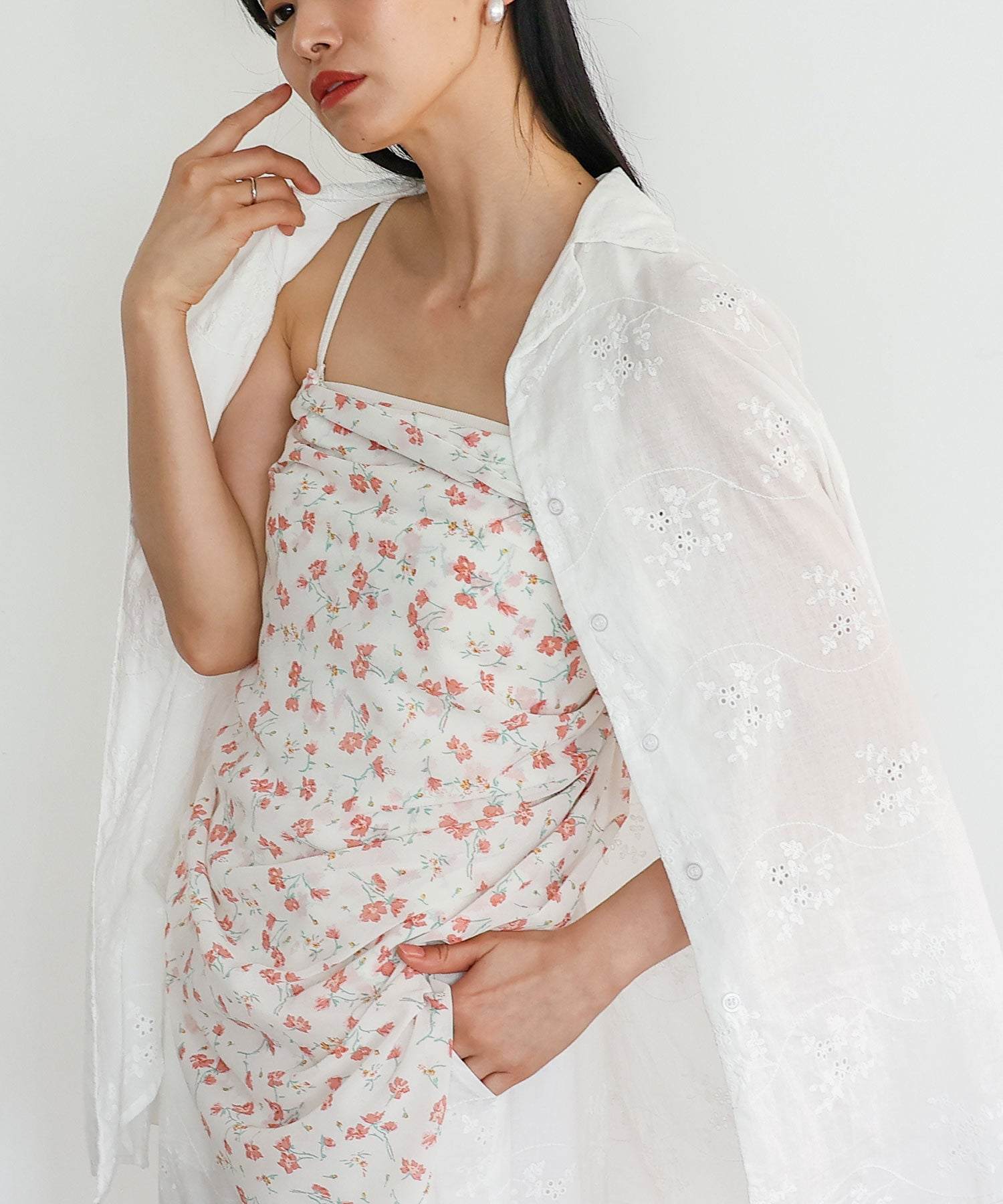 ノールール ノーライン No Rule No Line コットンフラワーエンブロイダリーレースシャツ （WHITE） WHITE