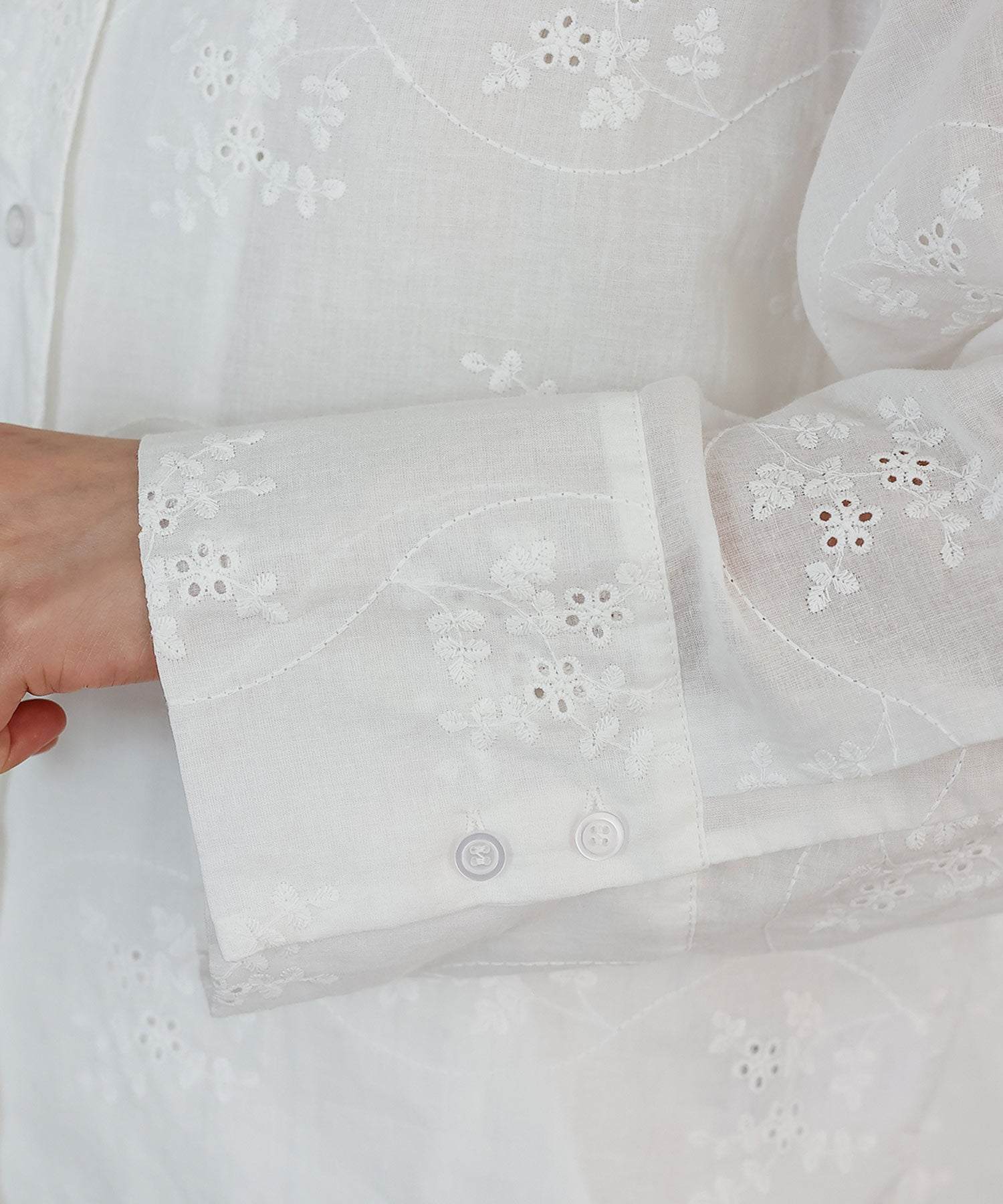 ノールール ノーライン No Rule No Line コットンフラワーエンブロイダリーレースシャツ （WHITE） WHITE