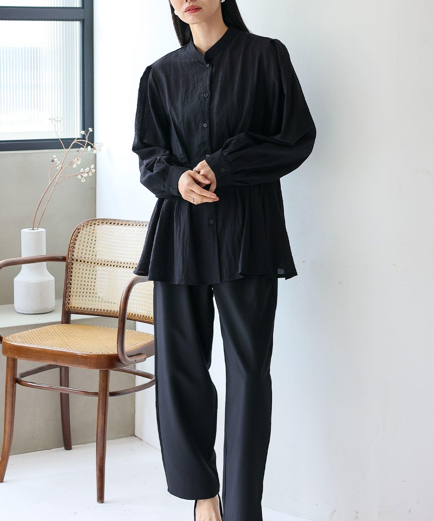 ノールール ノーライン No Rule No Line バンドカラーウエストタックブラウス （BLACK） BLACK