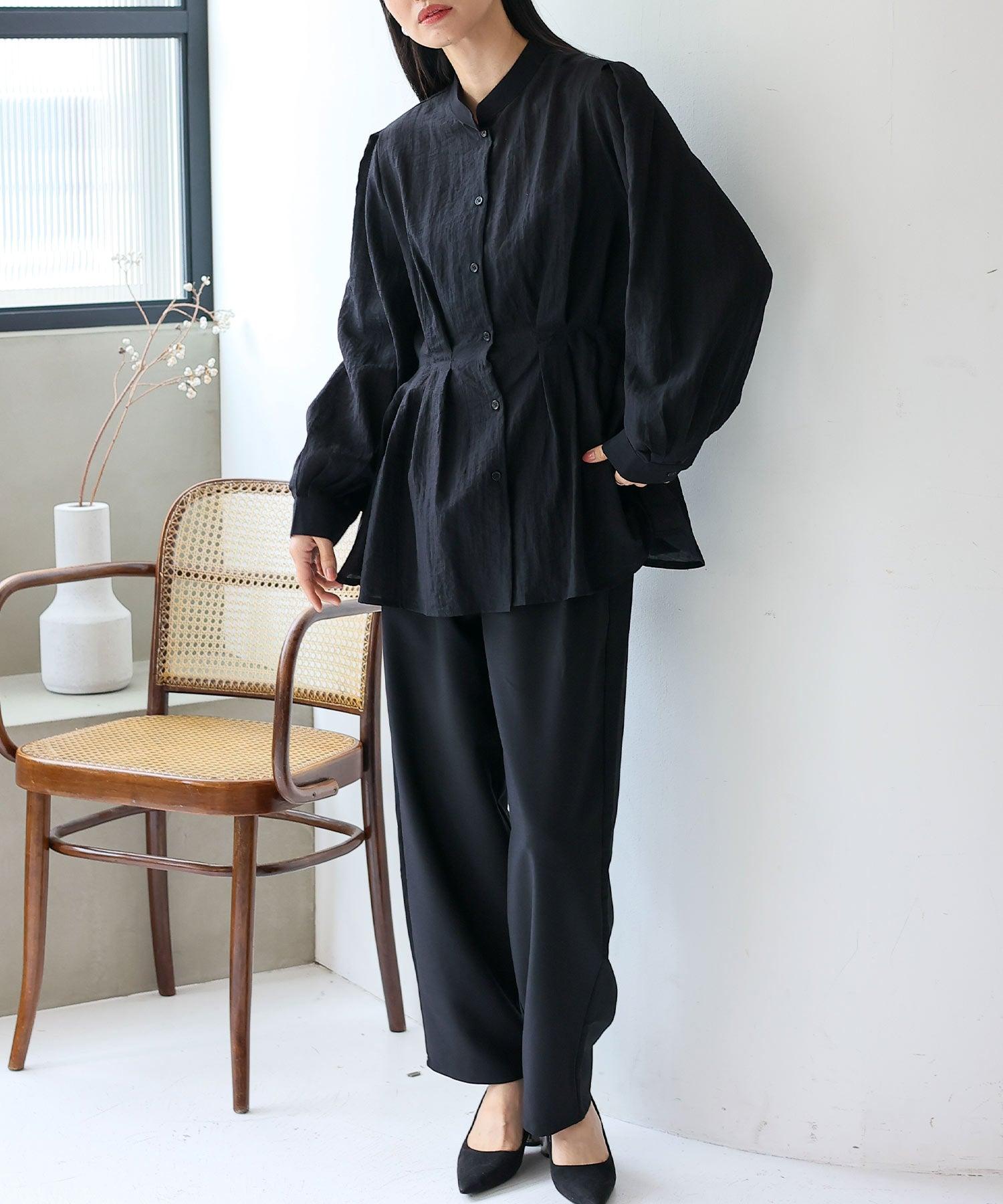 ノールール ノーライン No Rule No Line バンドカラーウエストタックブラウス （BLACK） BLACK