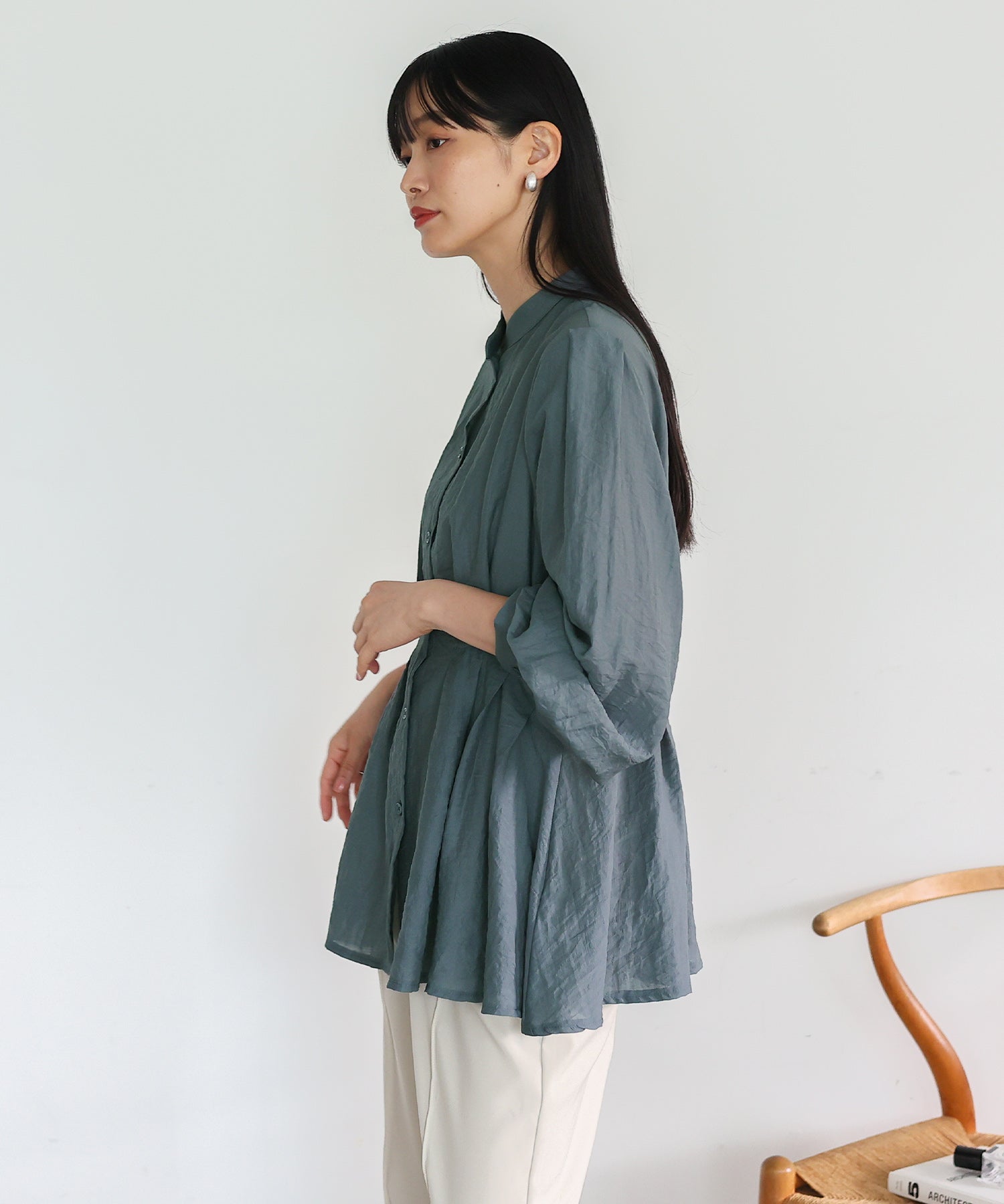 ノールール ノーライン No Rule No Line バンドカラーウエストタックブラウス （BLACK） BLACK