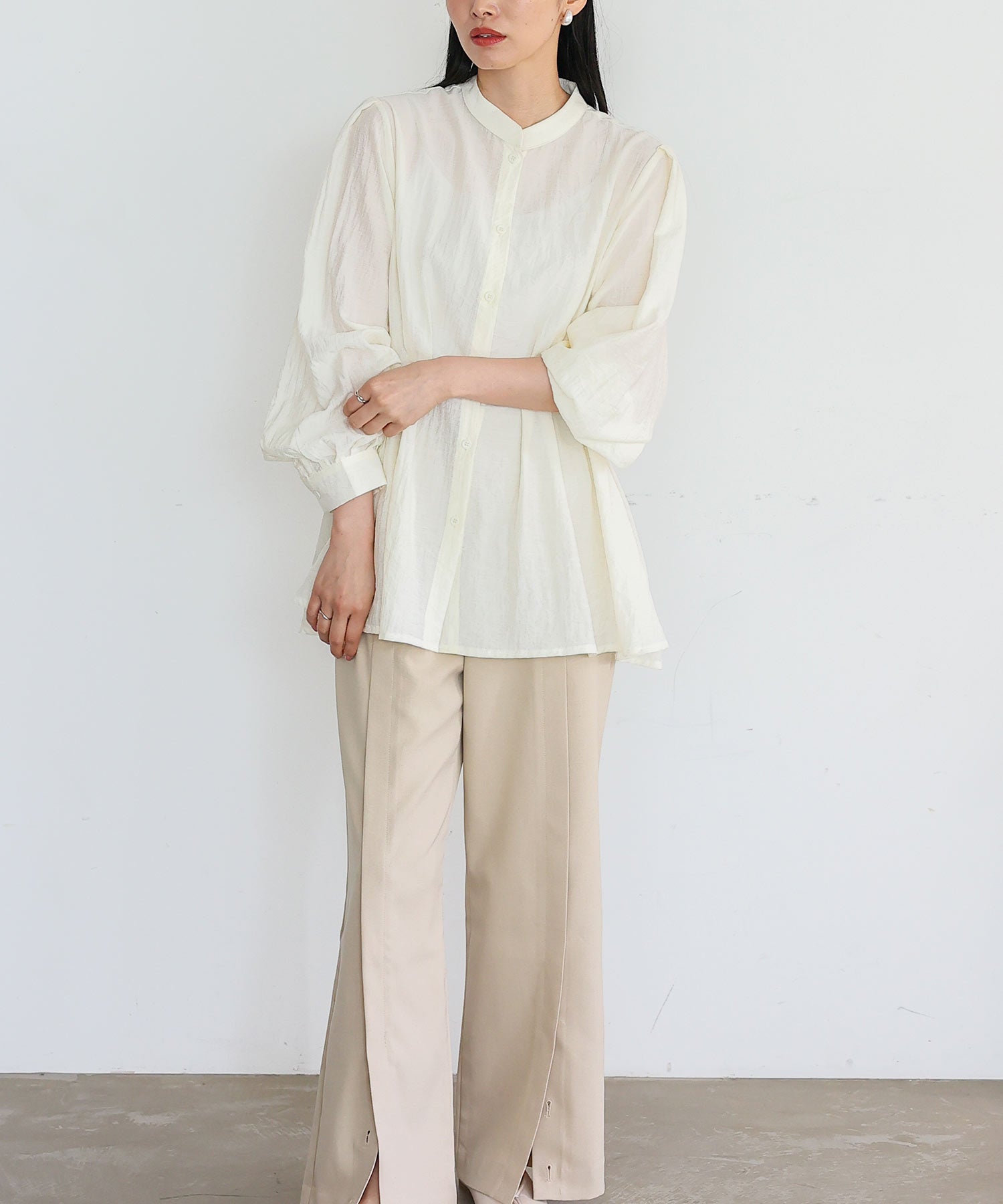 ノールール ノーライン No Rule No Line バンドカラーウエストタックブラウス （BLACK） BLACK