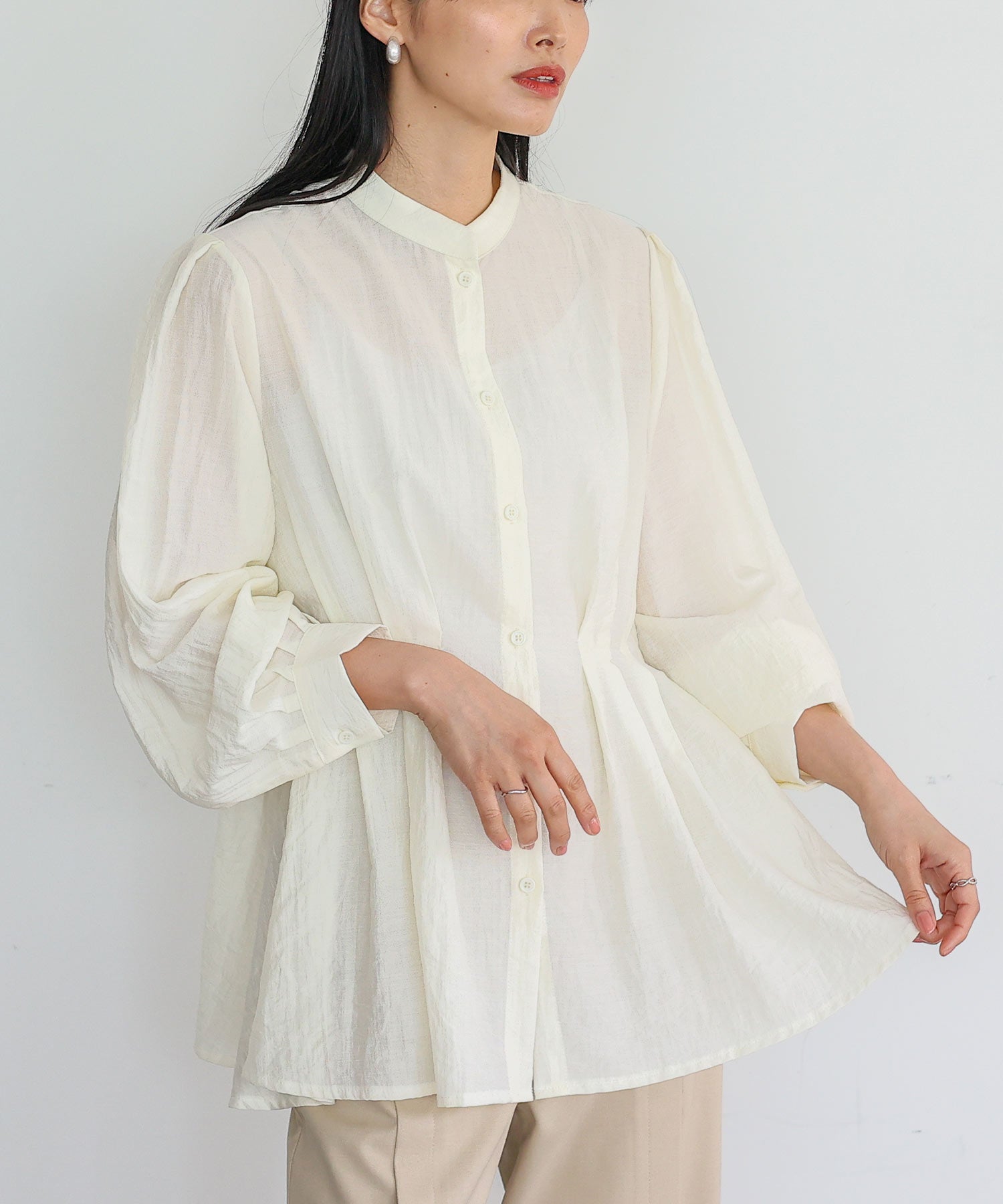 ノールール ノーライン No Rule No Line バンドカラーウエストタックブラウス （BLACK） BLACK