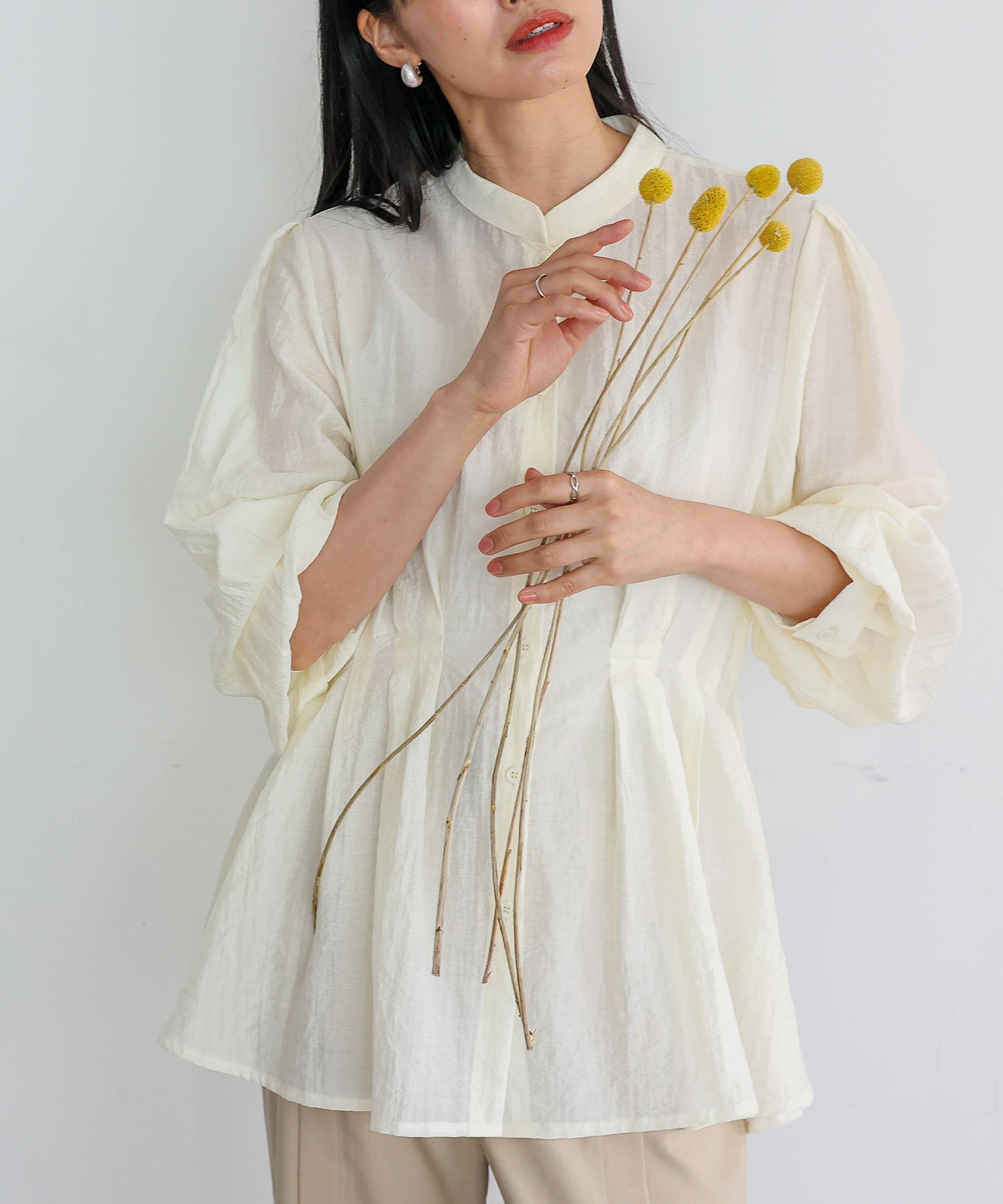 ノールール ノーライン No Rule No Line バンドカラーウエストタックブラウス （BLACK） BLACK