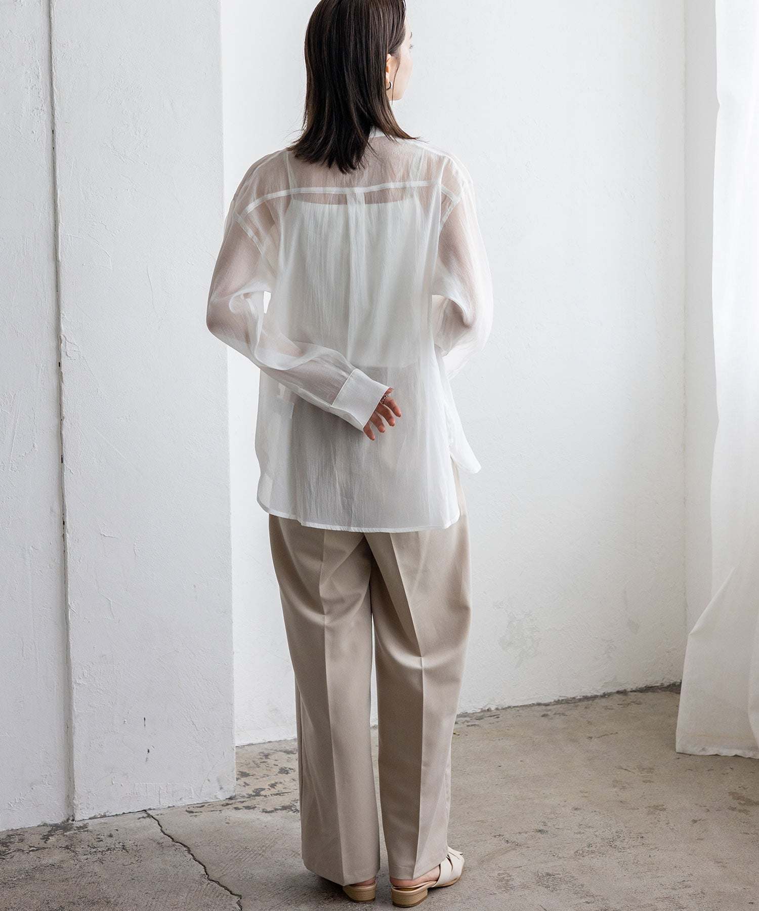 ノールール ノーライン No Rule No Line シアーバンドカラーシャツ （WHITE） WHITE