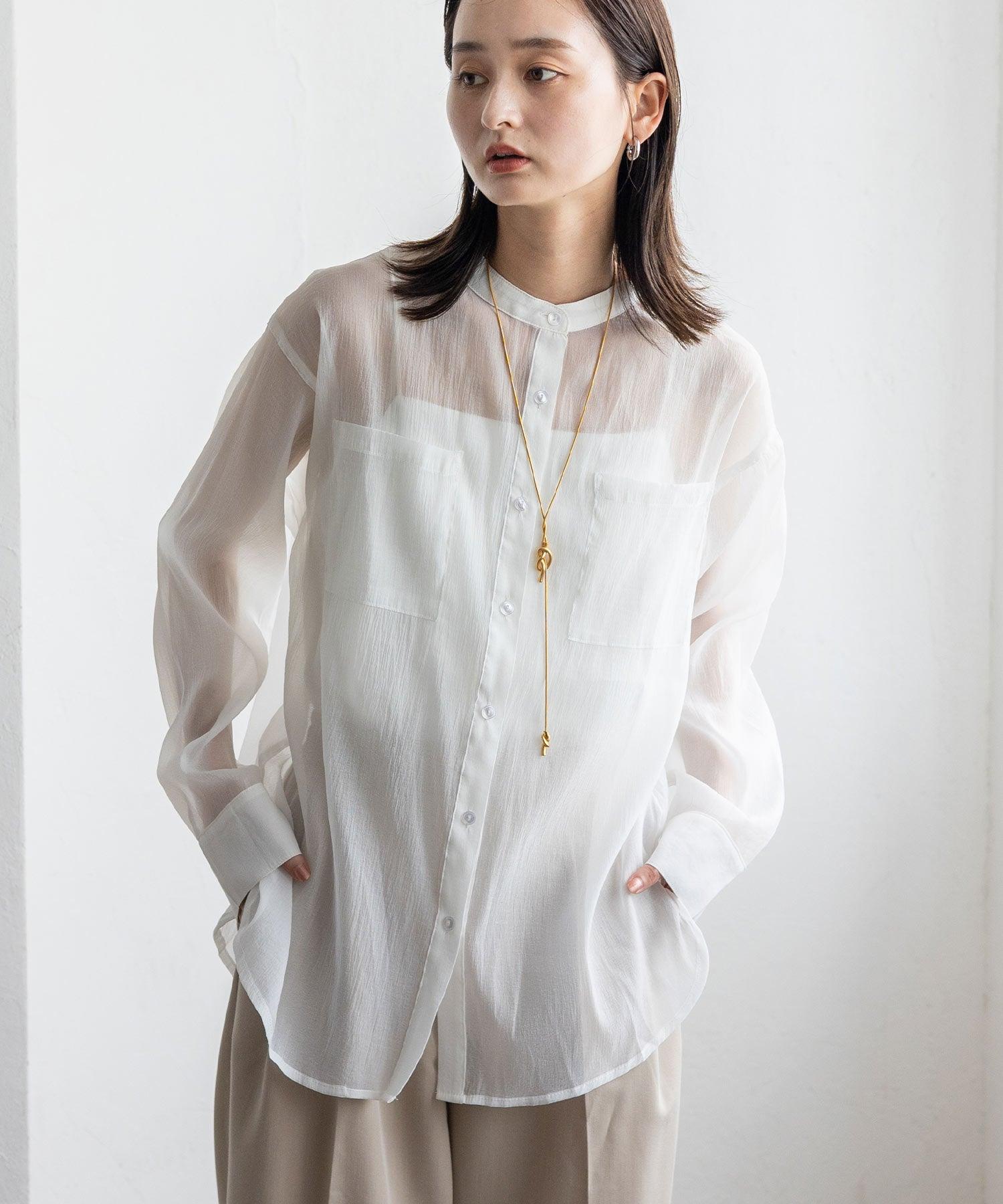 ノールール ノーライン No Rule No Line シアーバンドカラーシャツ （WHITE） WHITE