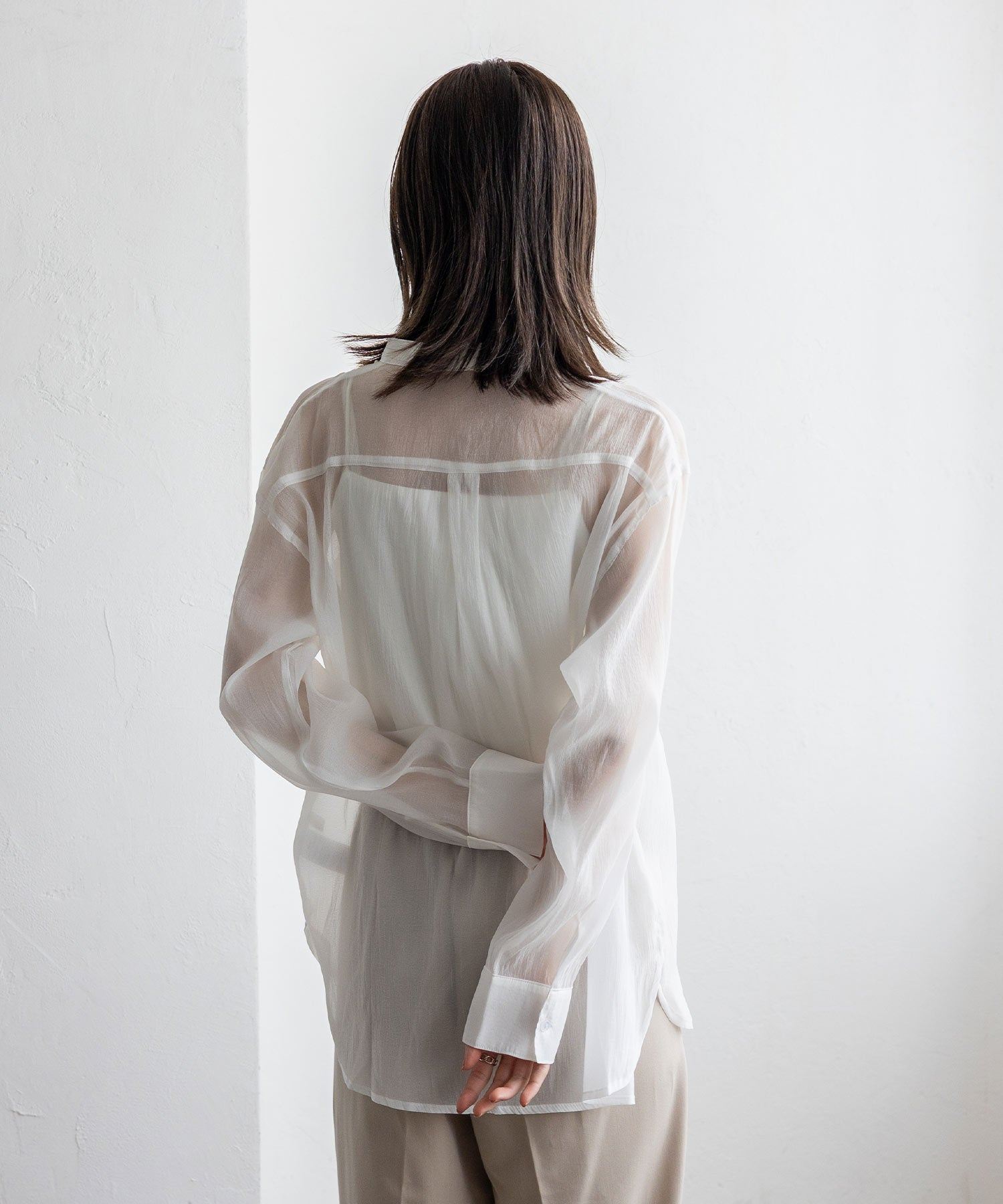 ノールール ノーライン No Rule No Line シアーバンドカラーシャツ （WHITE） WHITE