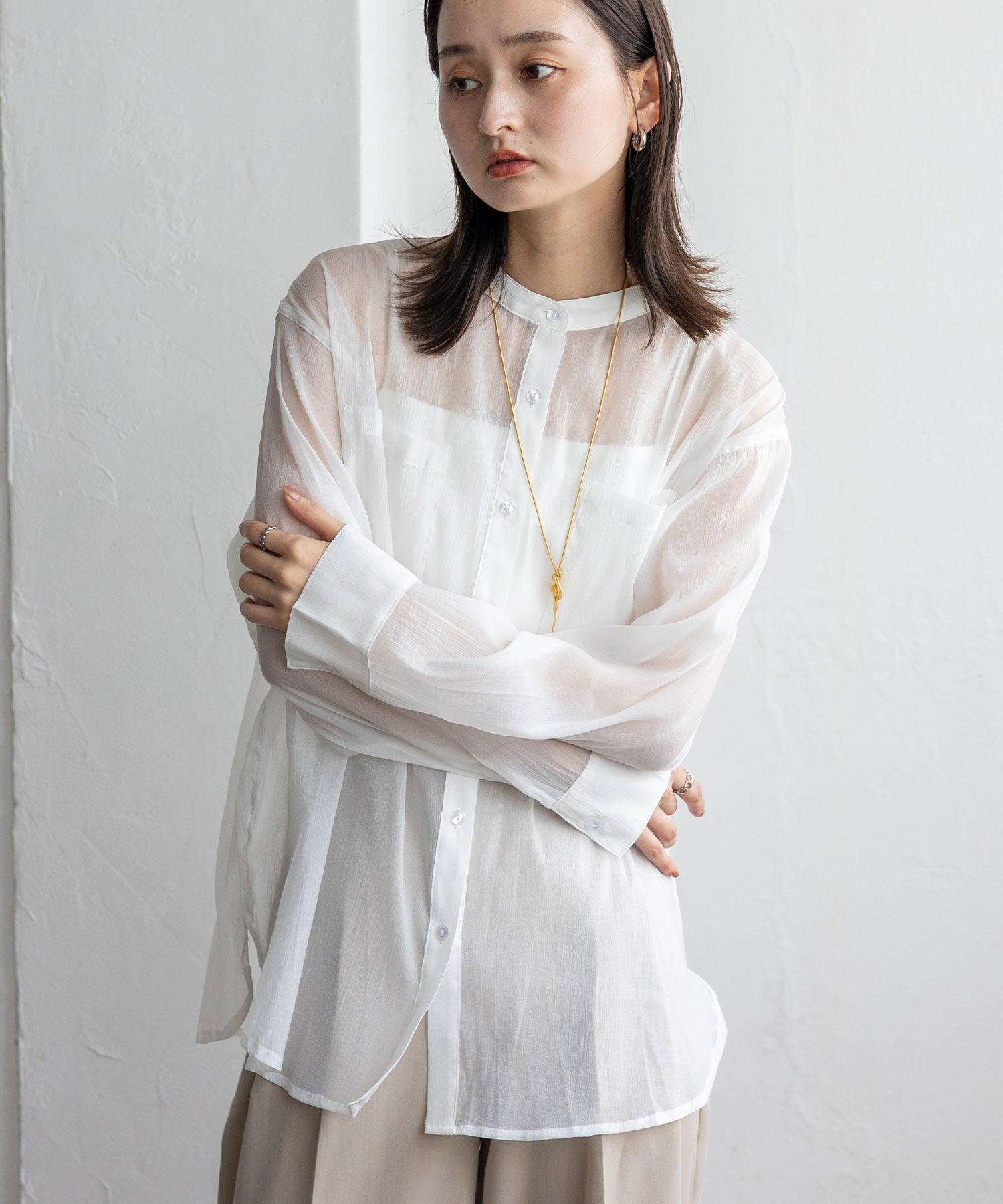 ノールール ノーライン No Rule No Line シアーバンドカラーシャツ （WHITE） WHITE