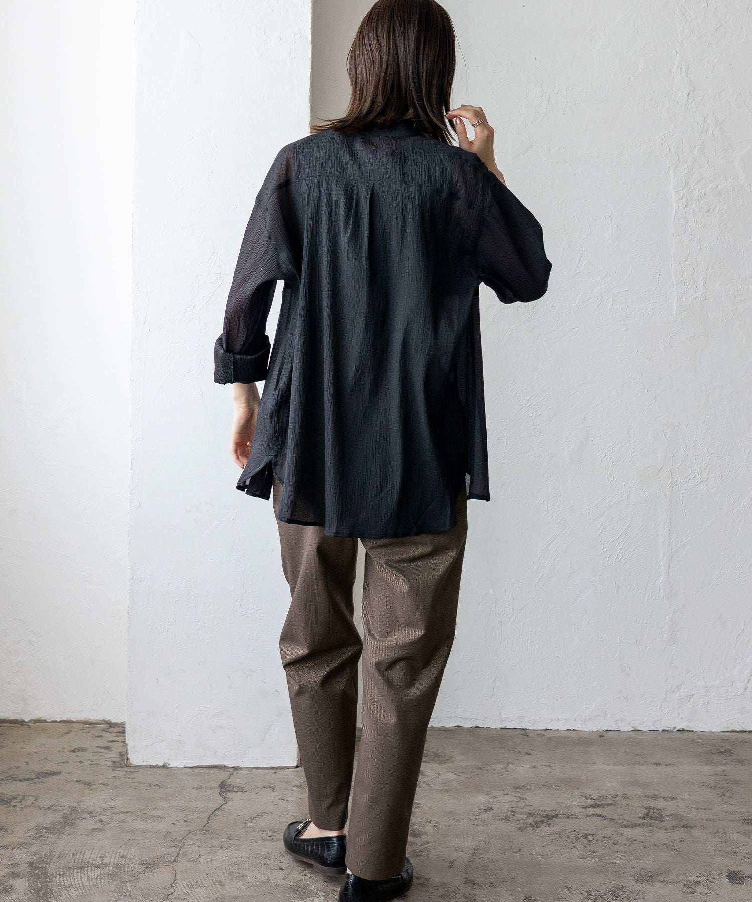 ノールール ノーライン No Rule No Line シアーバンドカラーシャツ （WHITE） WHITE