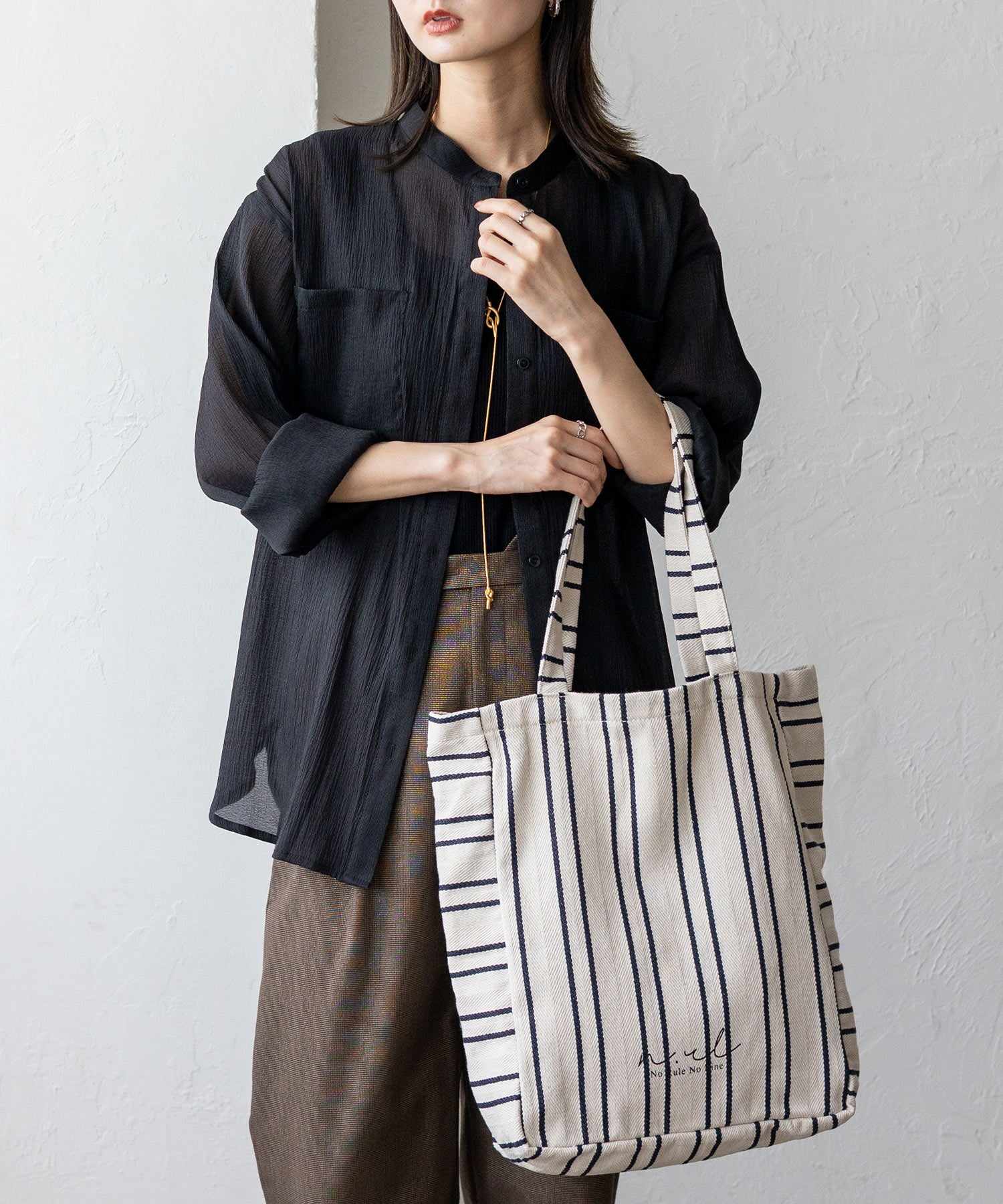ノールール ノーライン No Rule No Line シアーバンドカラーシャツ （WHITE） WHITE