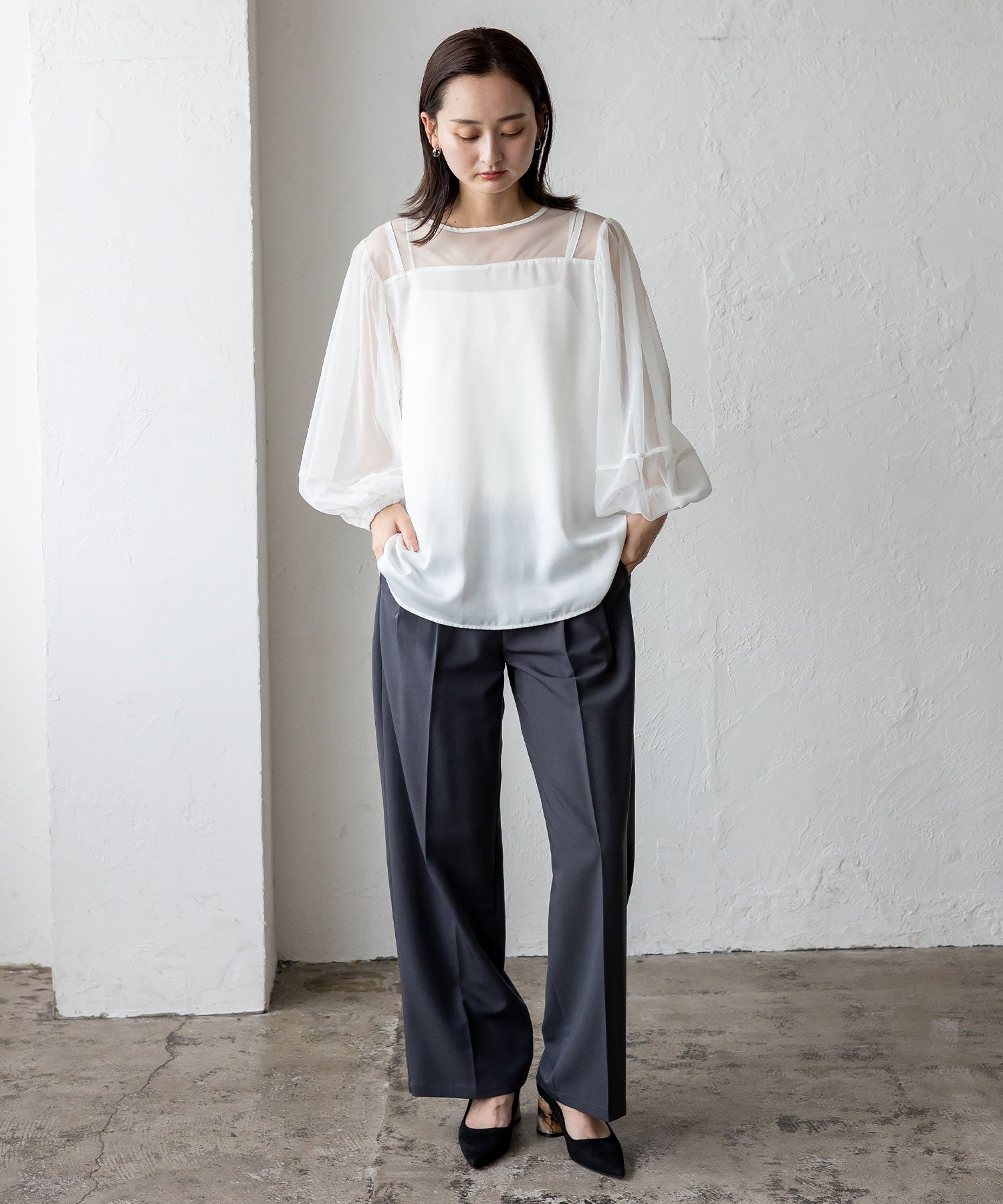 ノールール ノーライン No Rule No Line チュールドッキングレイヤード風トップス （WHITE） WHITE