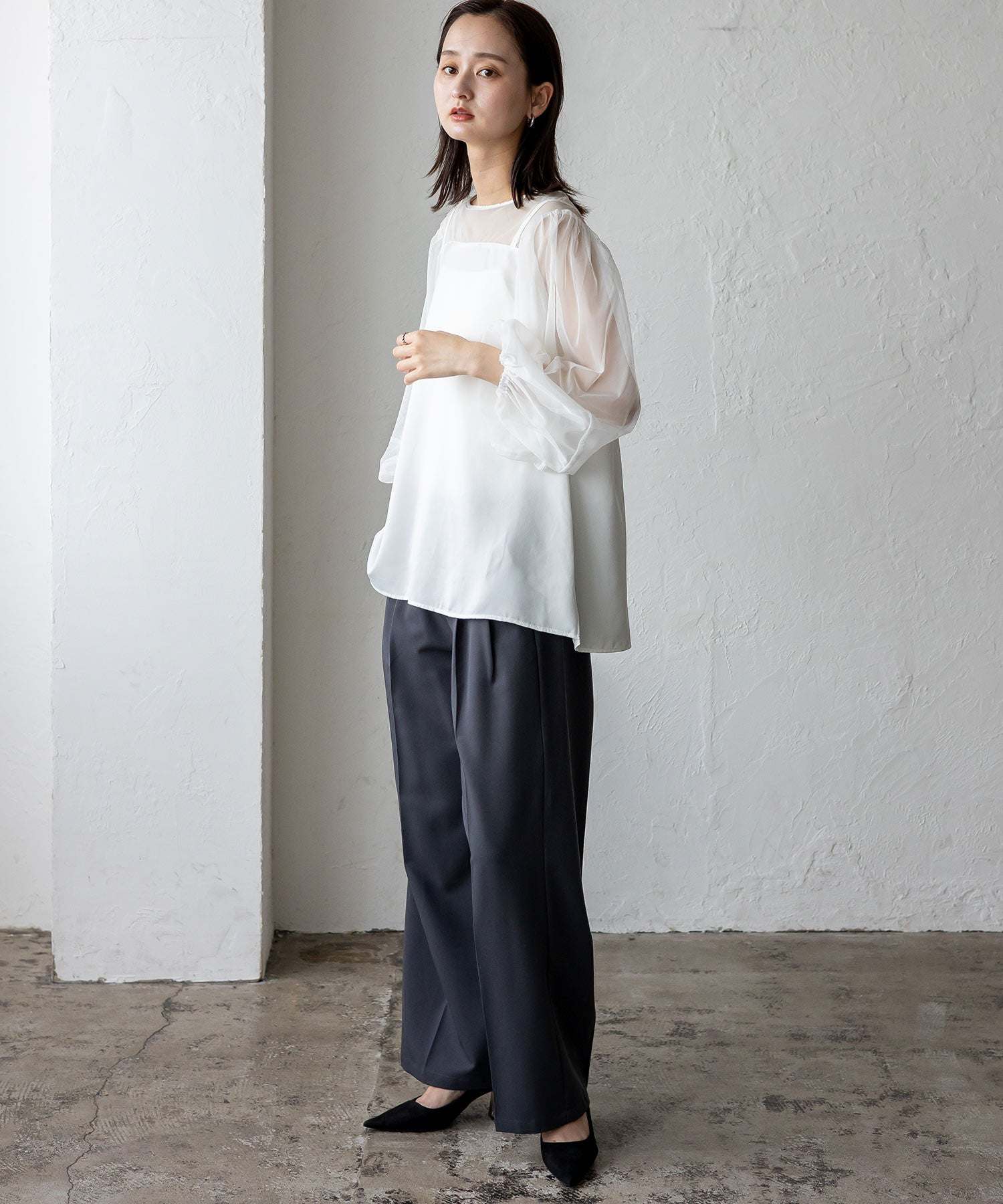 ノールール ノーライン No Rule No Line チュールドッキングレイヤード風トップス （WHITE） WHITE