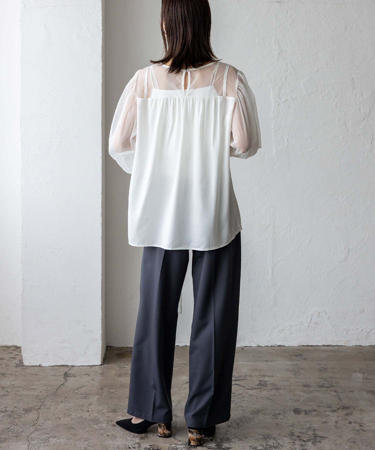 ノールール ノーライン No Rule No Line チュールドッキングレイヤード風トップス （WHITE） WHITE