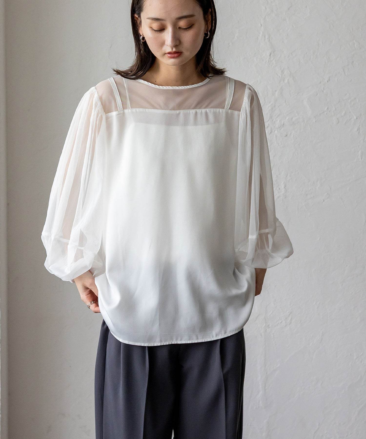 ノールール ノーライン No Rule No Line チュールドッキングレイヤード風トップス （WHITE） WHITE